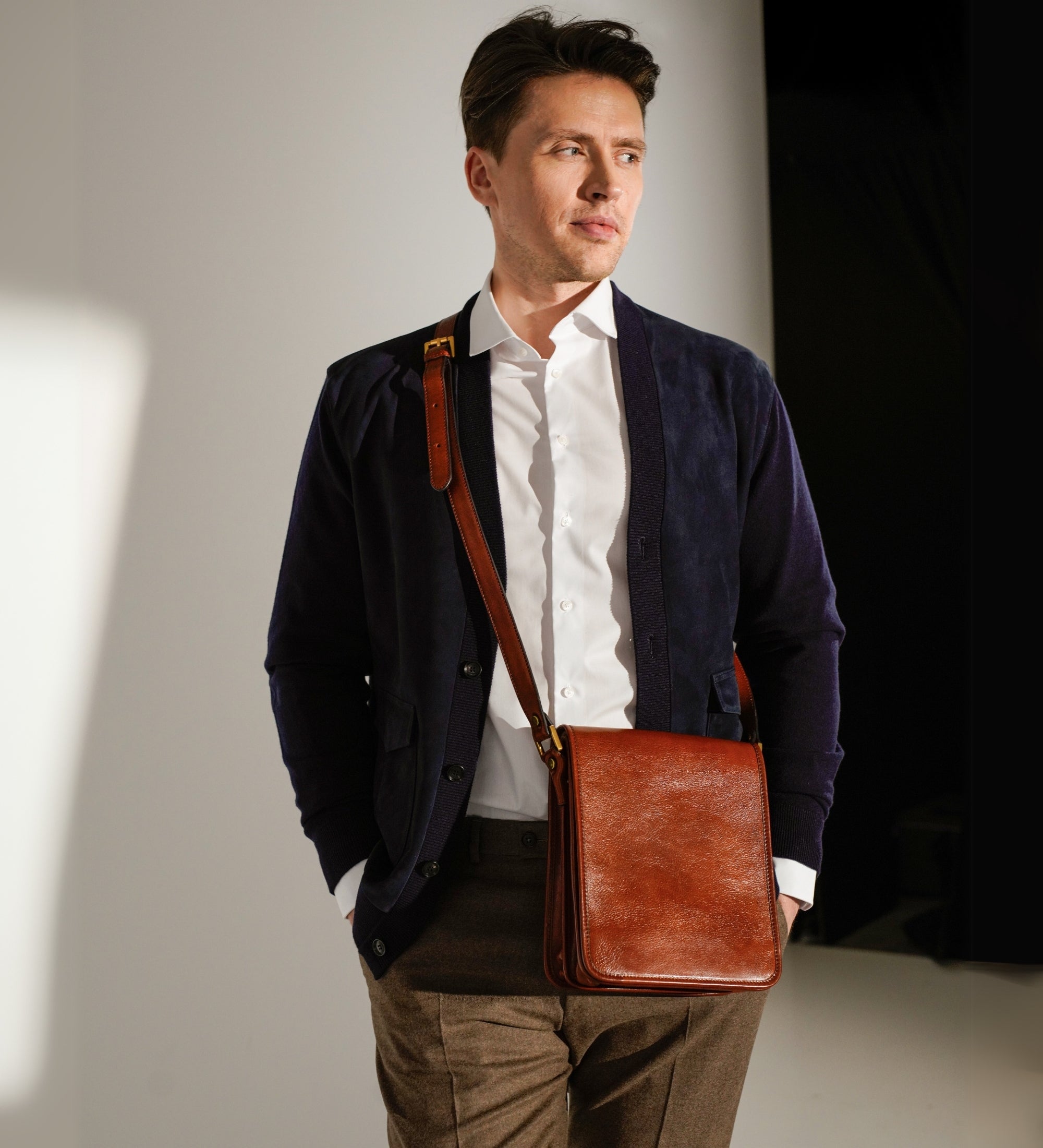 Small Leather Messenger Bag - On The Road