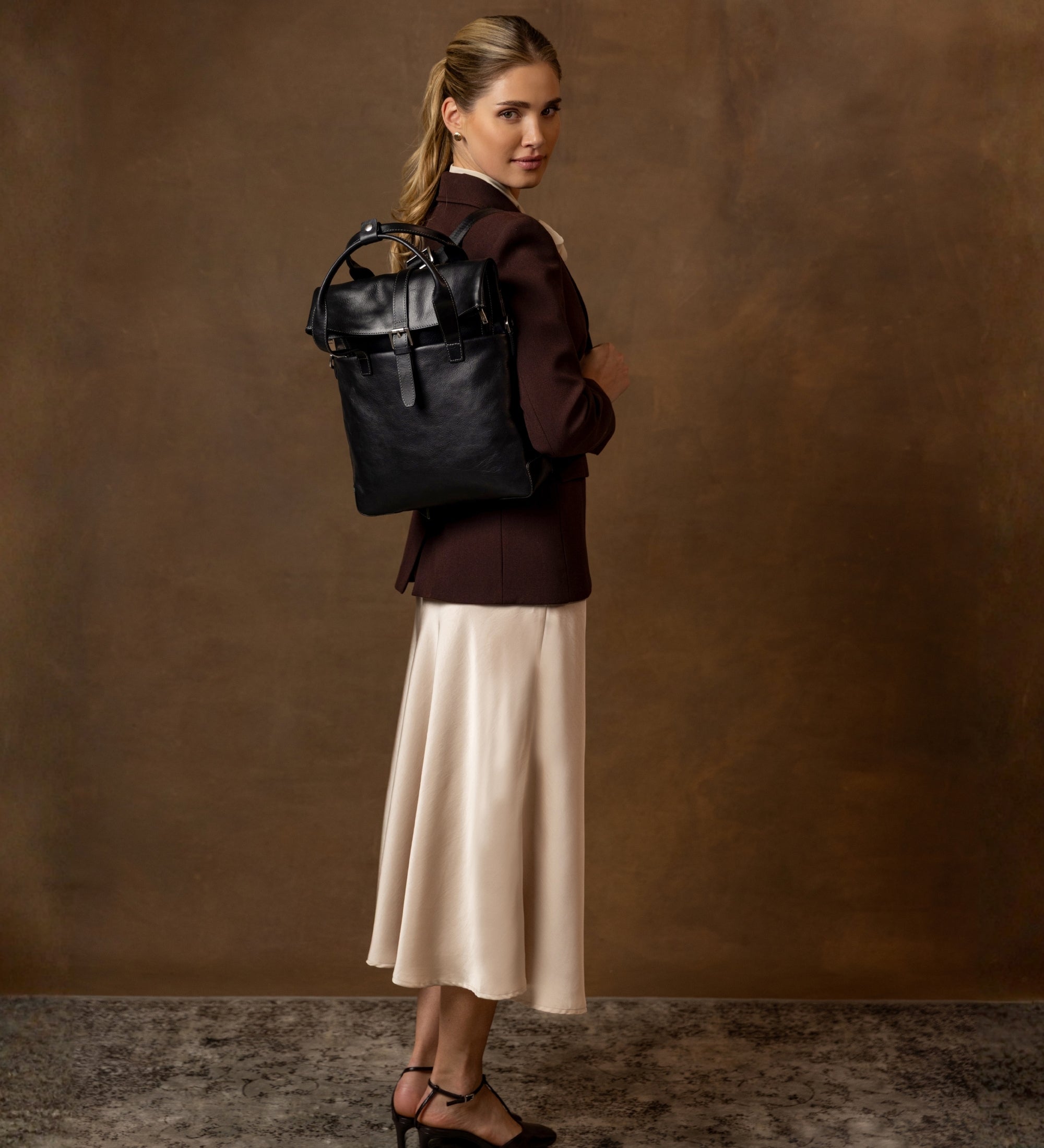 Womens Convertible Leather Backpack Shoulder Bag - The Awakening