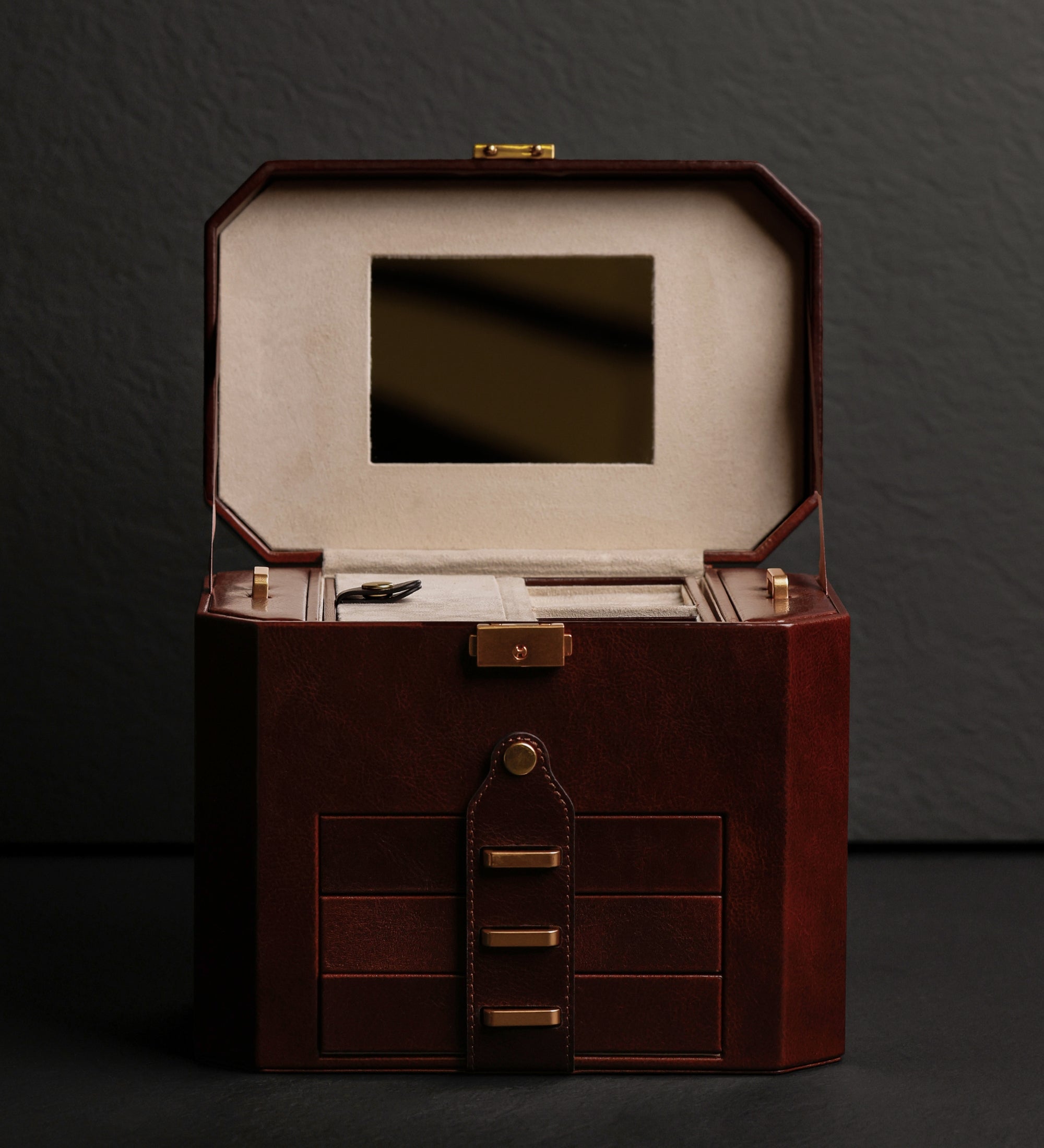 Large Leather Jewelry Box for Women - A Handful of Dust