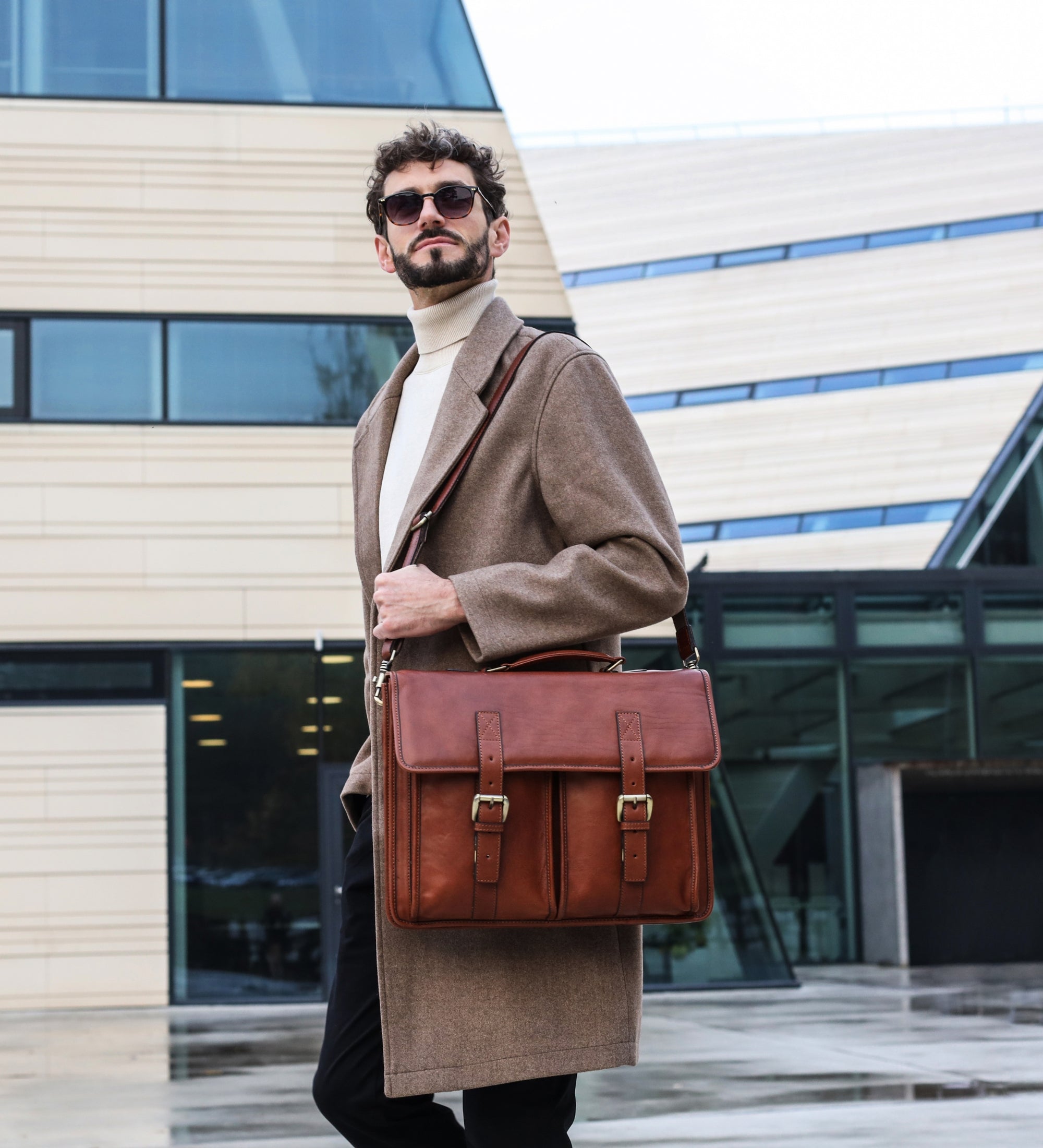 Leather Briefcase Satchel Bag - The Time Machine