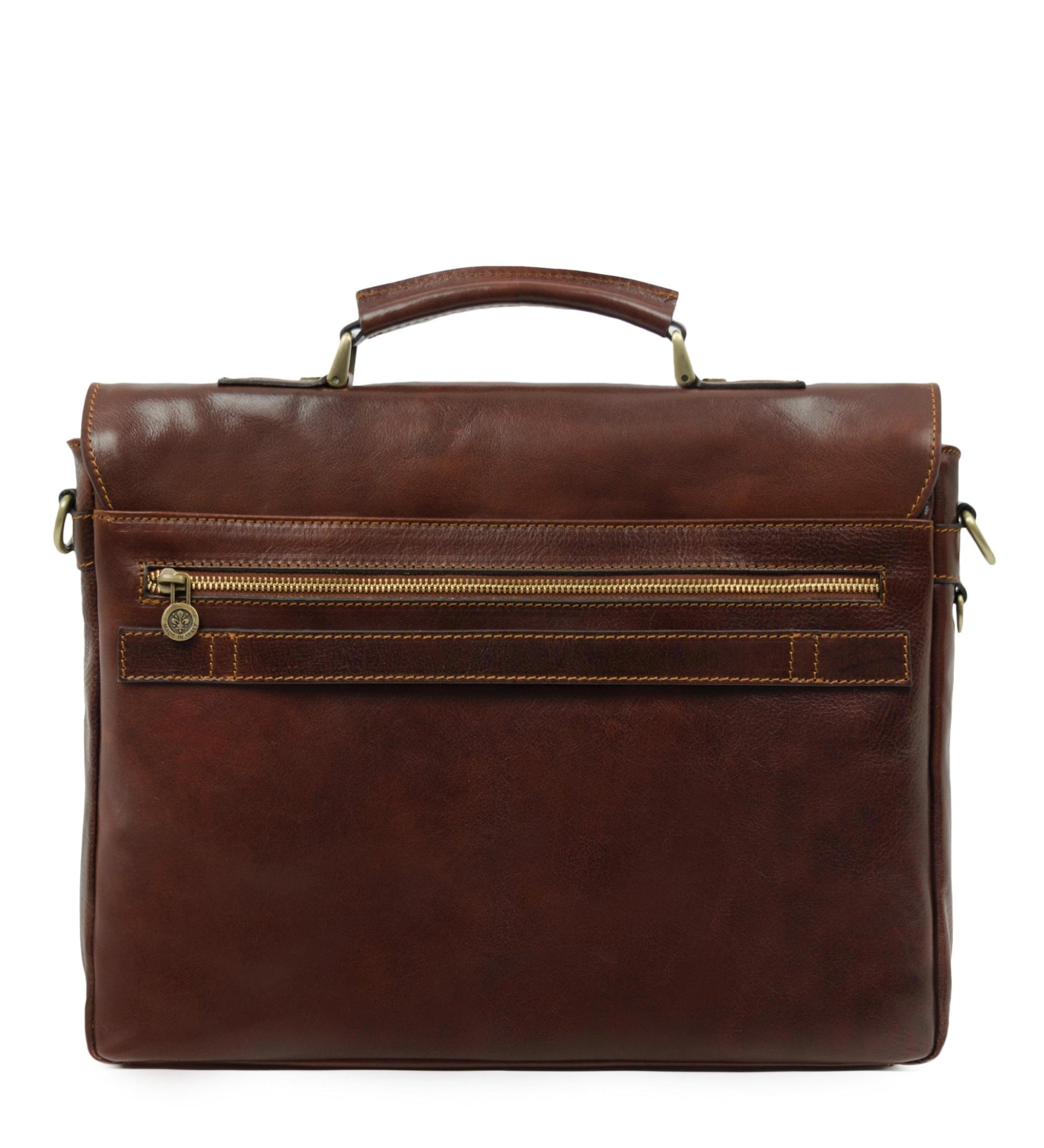 Leather Briefcase Laptop Bag - In Cold Blood