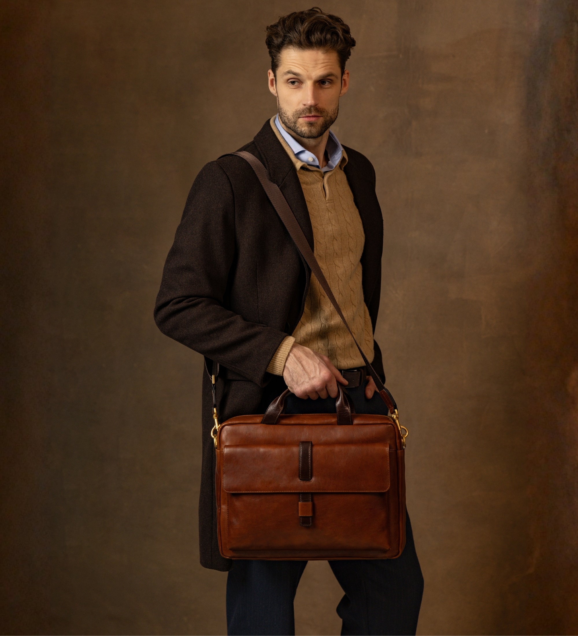 Large Leather Briefcase Laptop Bag - The Chateau