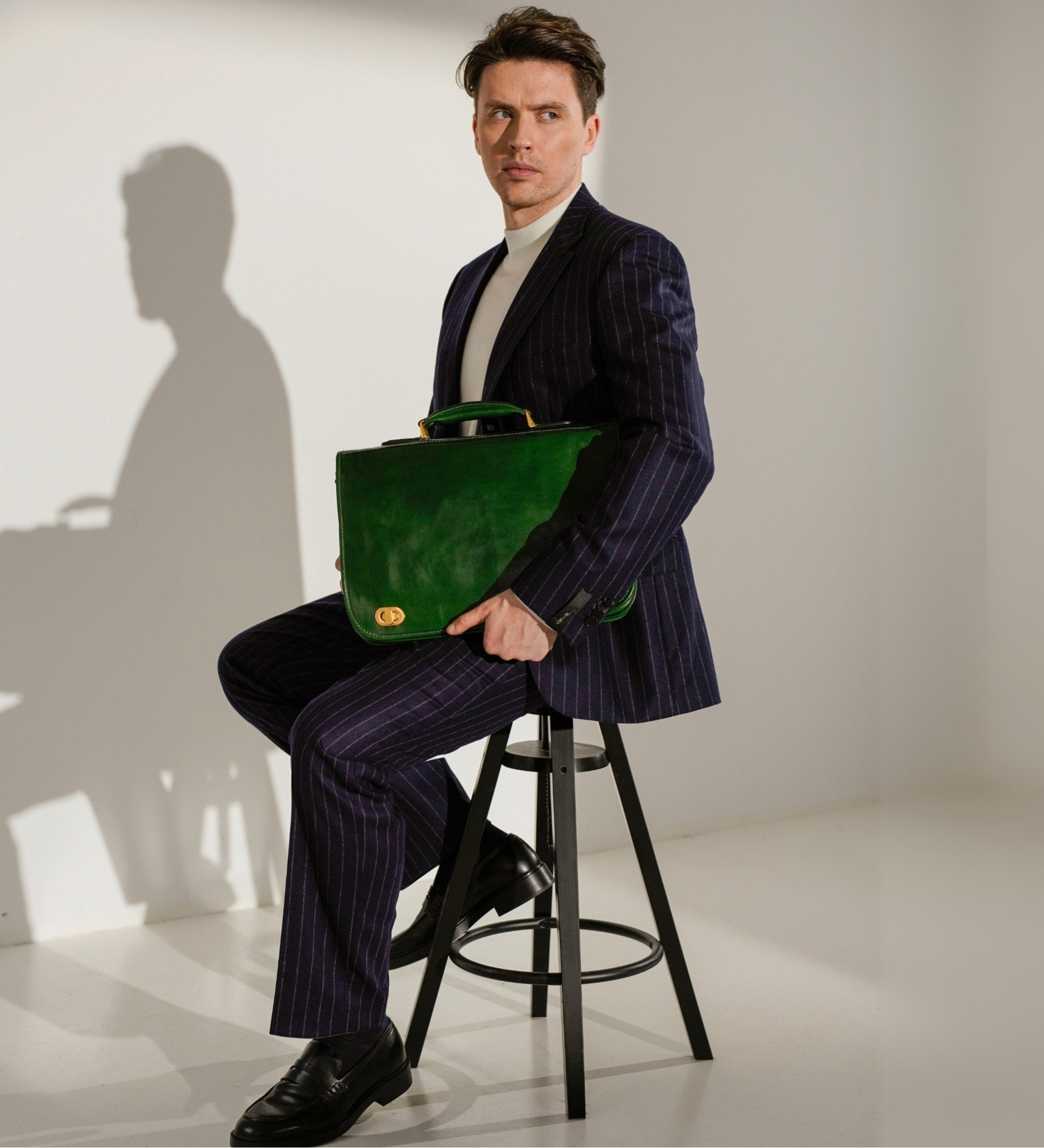 Leather Briefcase Laptop Bag - Illusions
