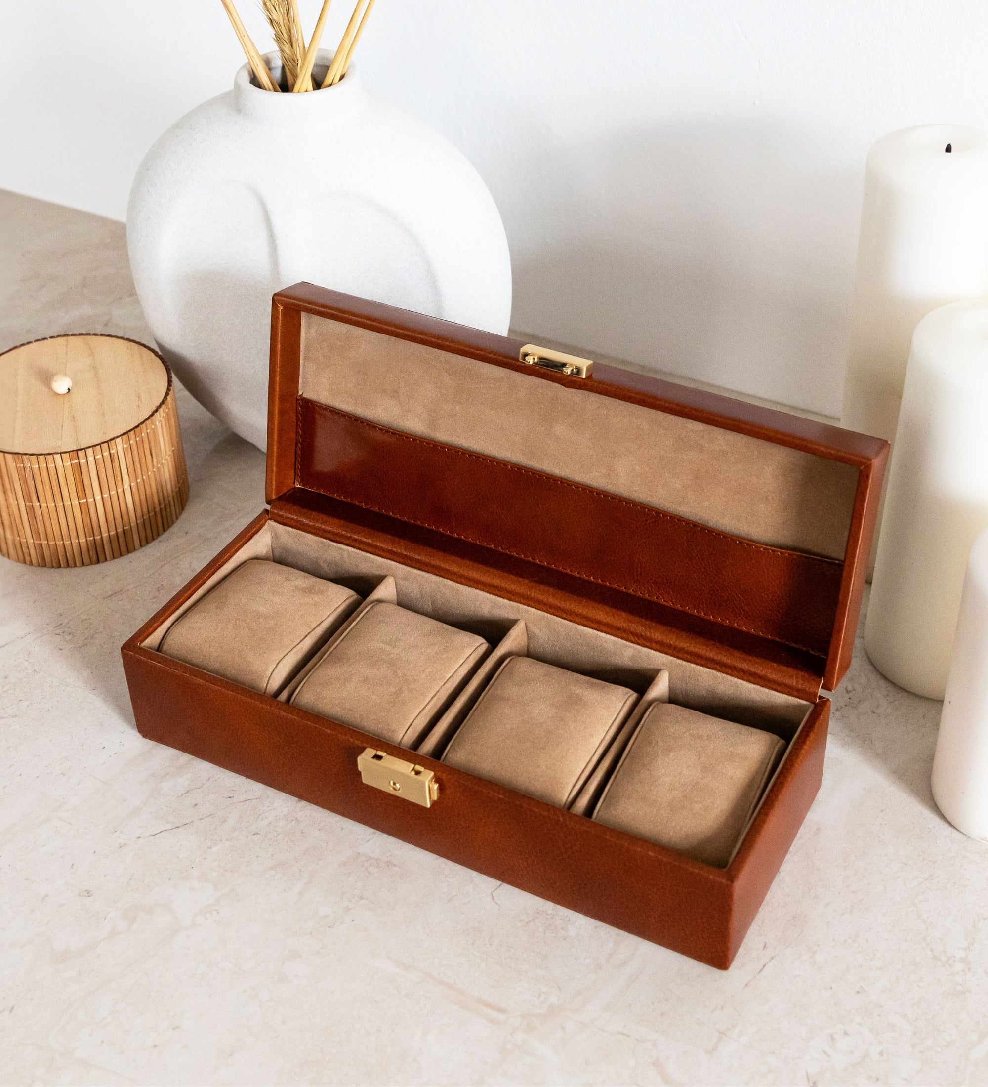 Womens Leather Watch Box Watch Organizer - Herzog