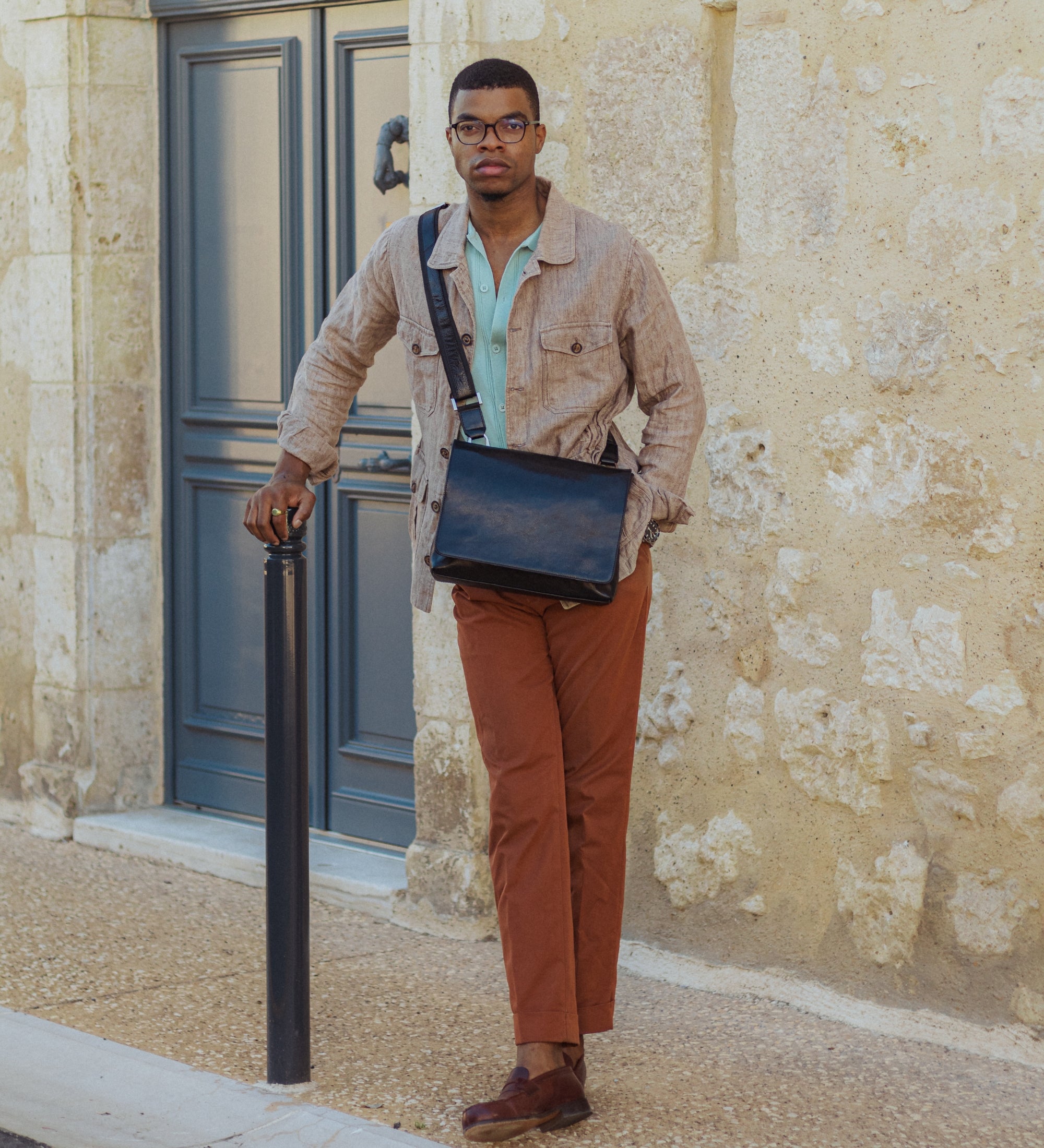 Leather Messenger Bag - A Room with a View