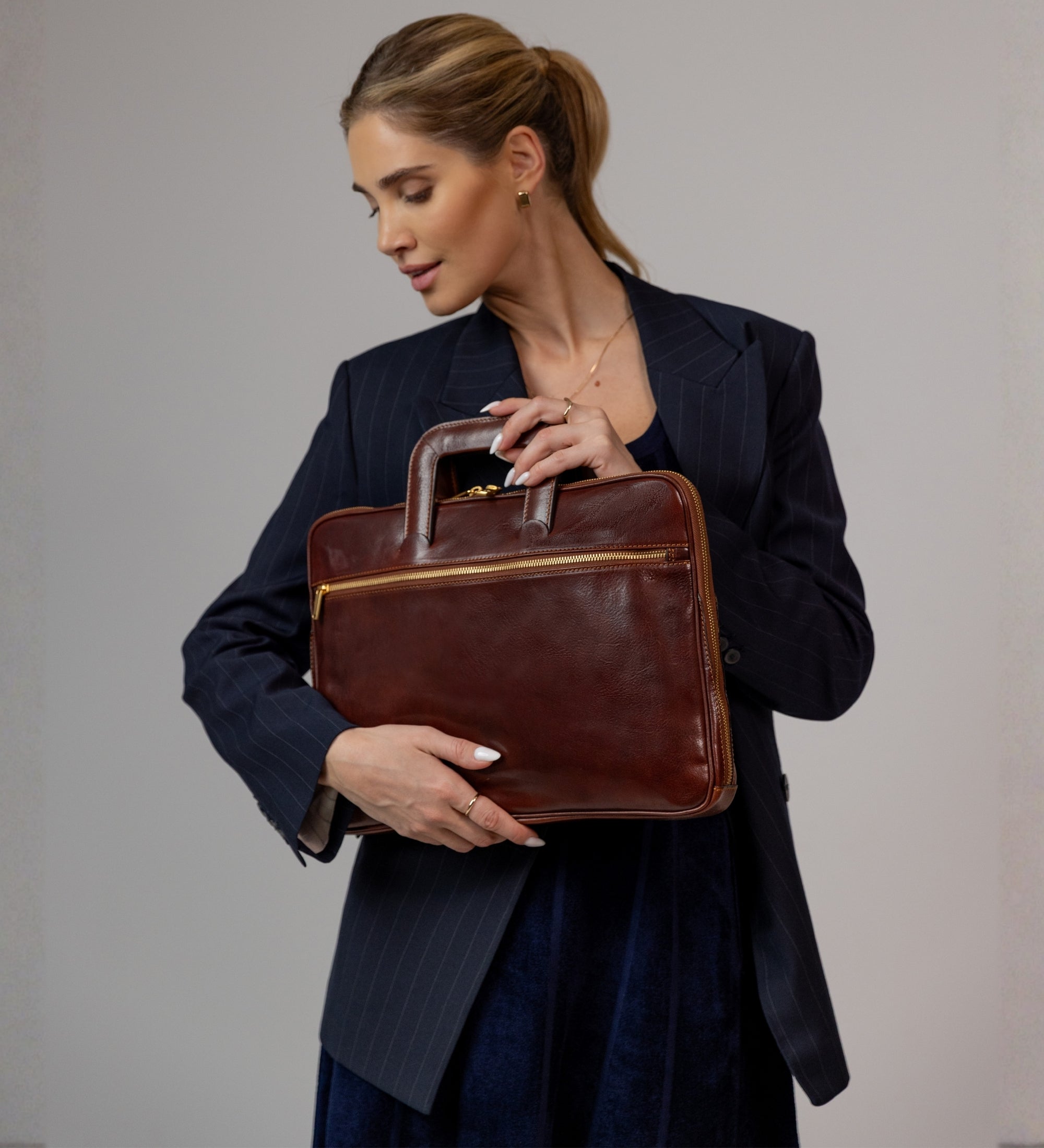 Womens Leather Briefcase Laptop Bag - Brave New World