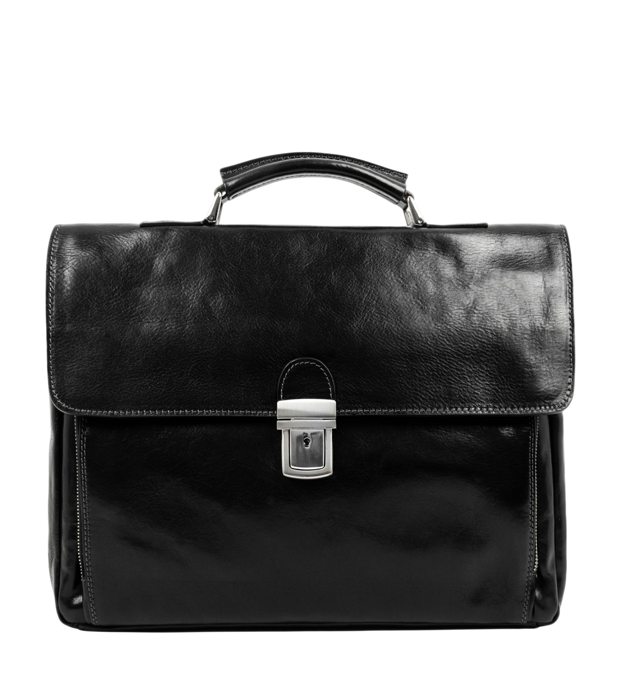 Leather Briefcase Laptop Bag - In Cold Blood