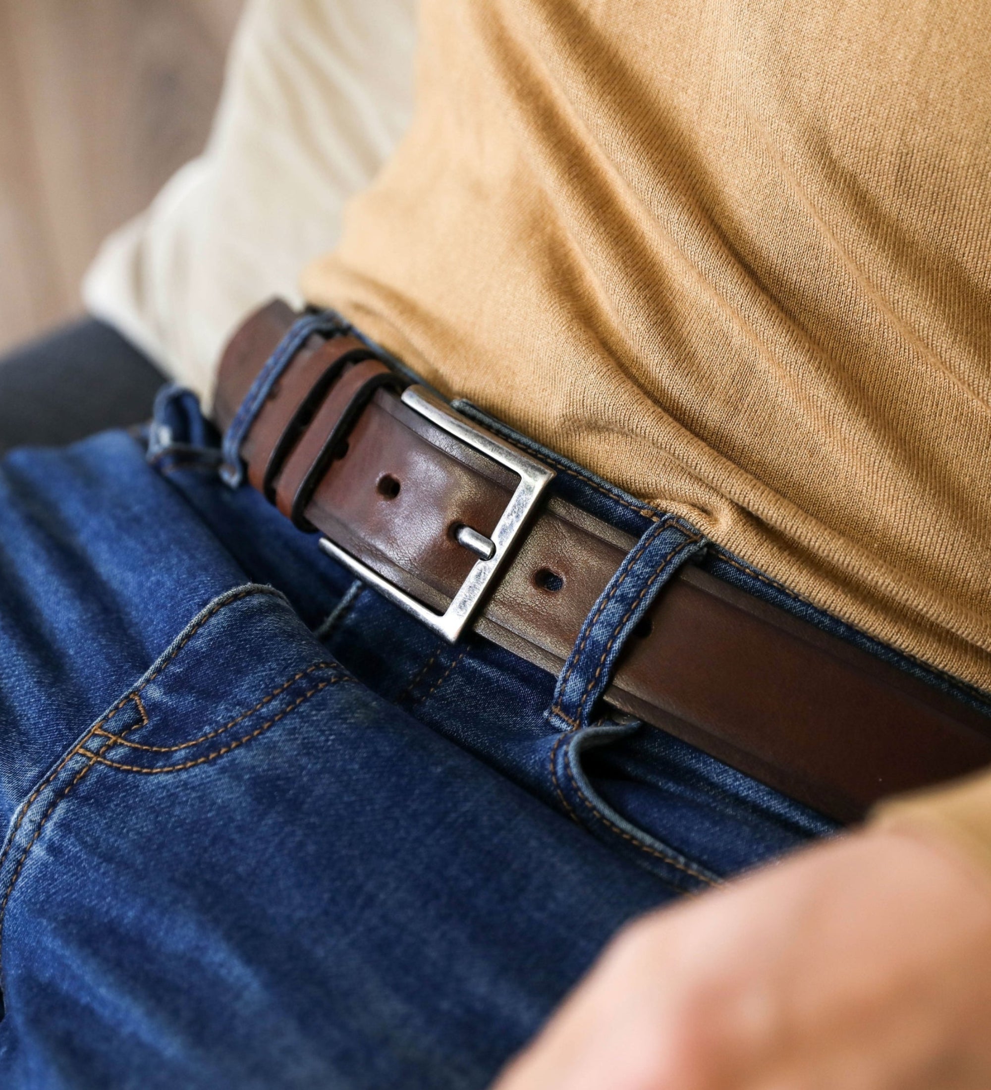 Brown Leather Belt - North and South