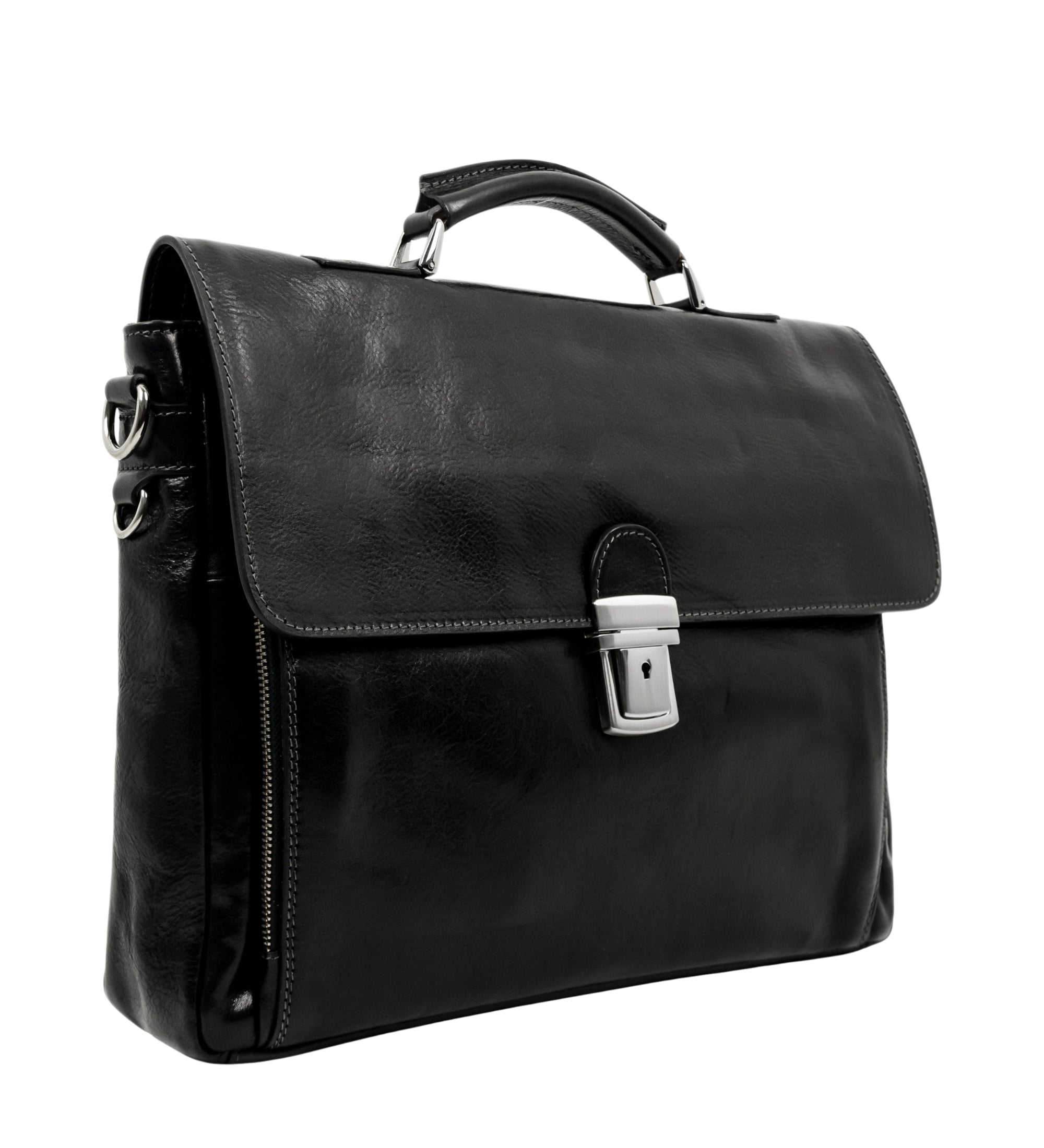 Leather Briefcase Laptop Bag - In Cold Blood