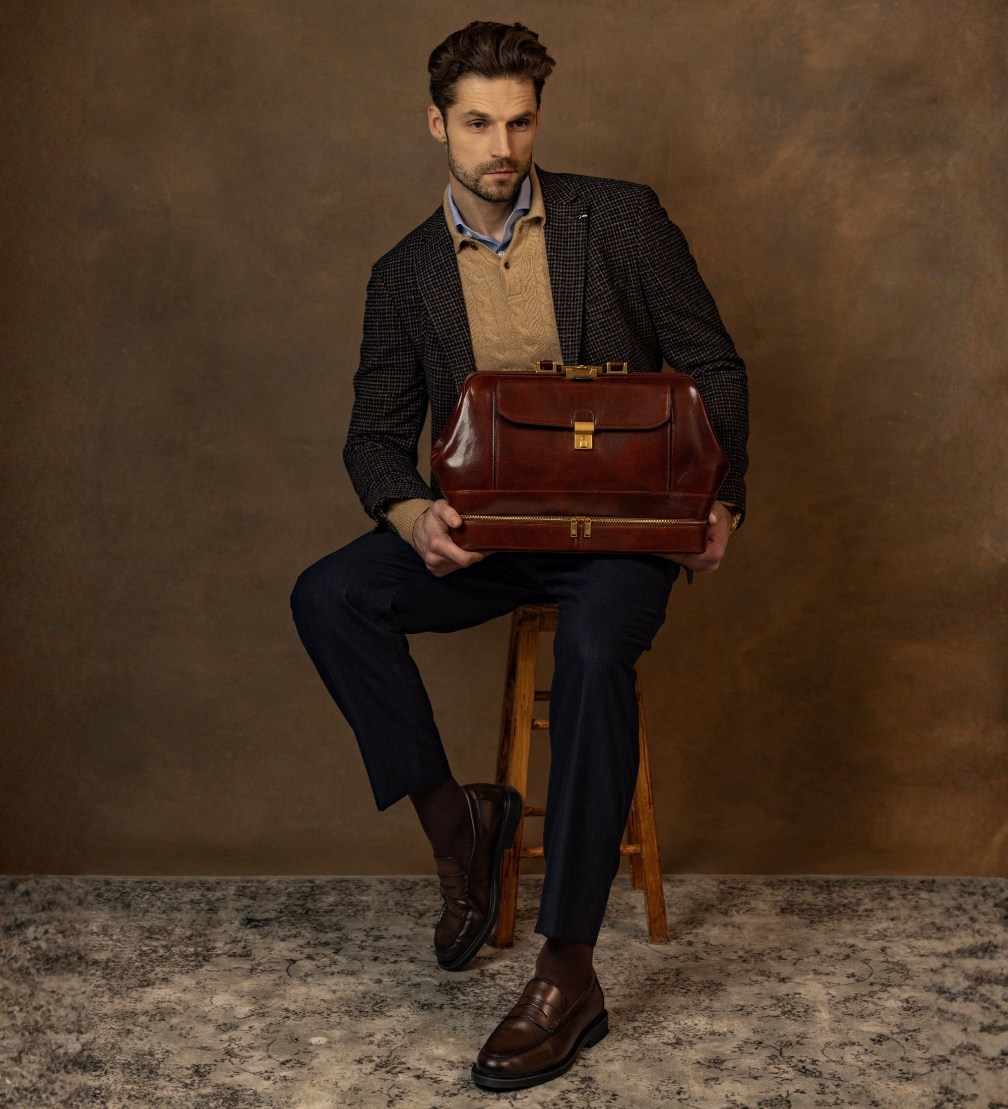 Large Italian Leather Doctor Bag - The Master and Margarita