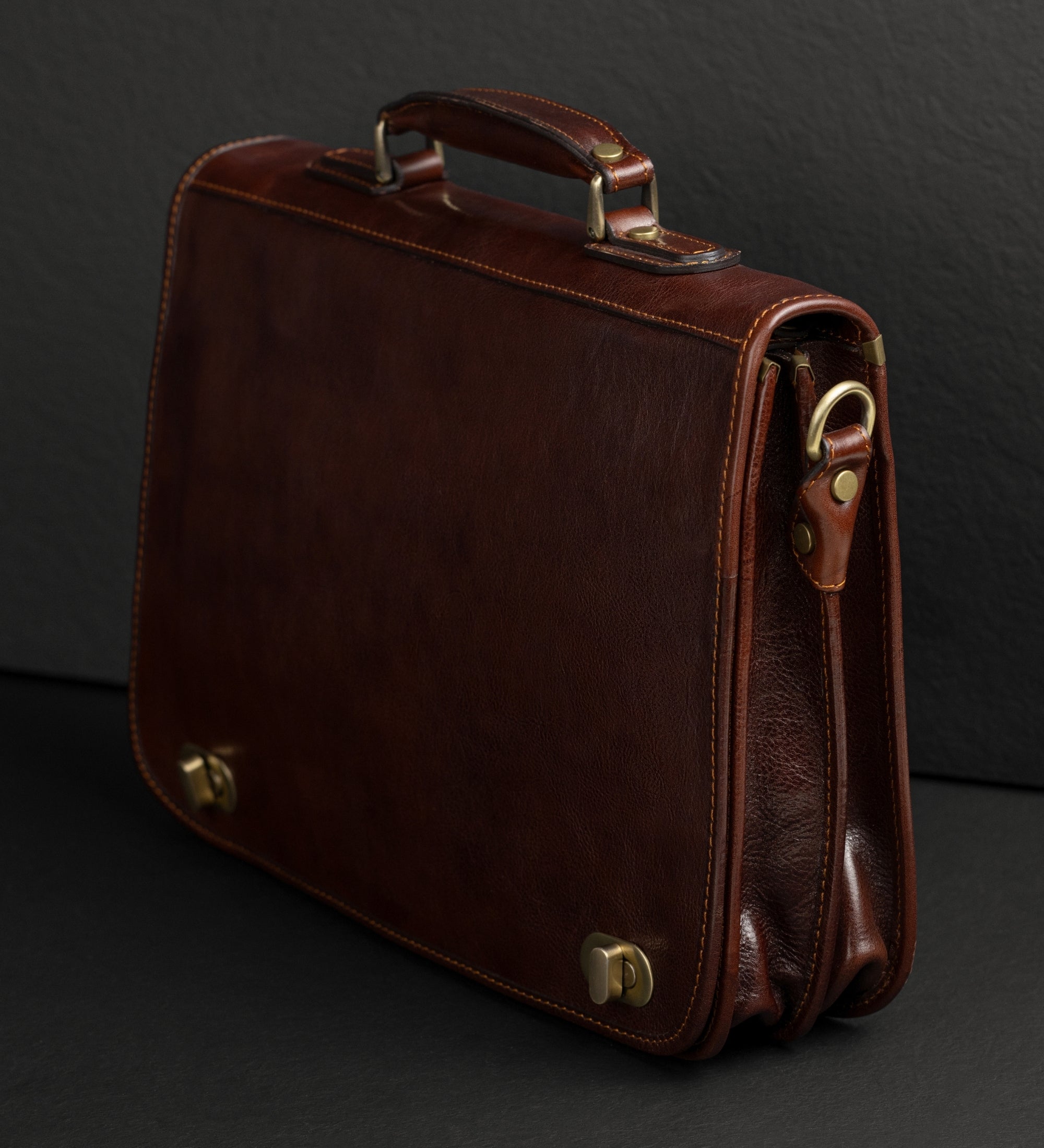 Leather Briefcase Laptop Bag - Illusions