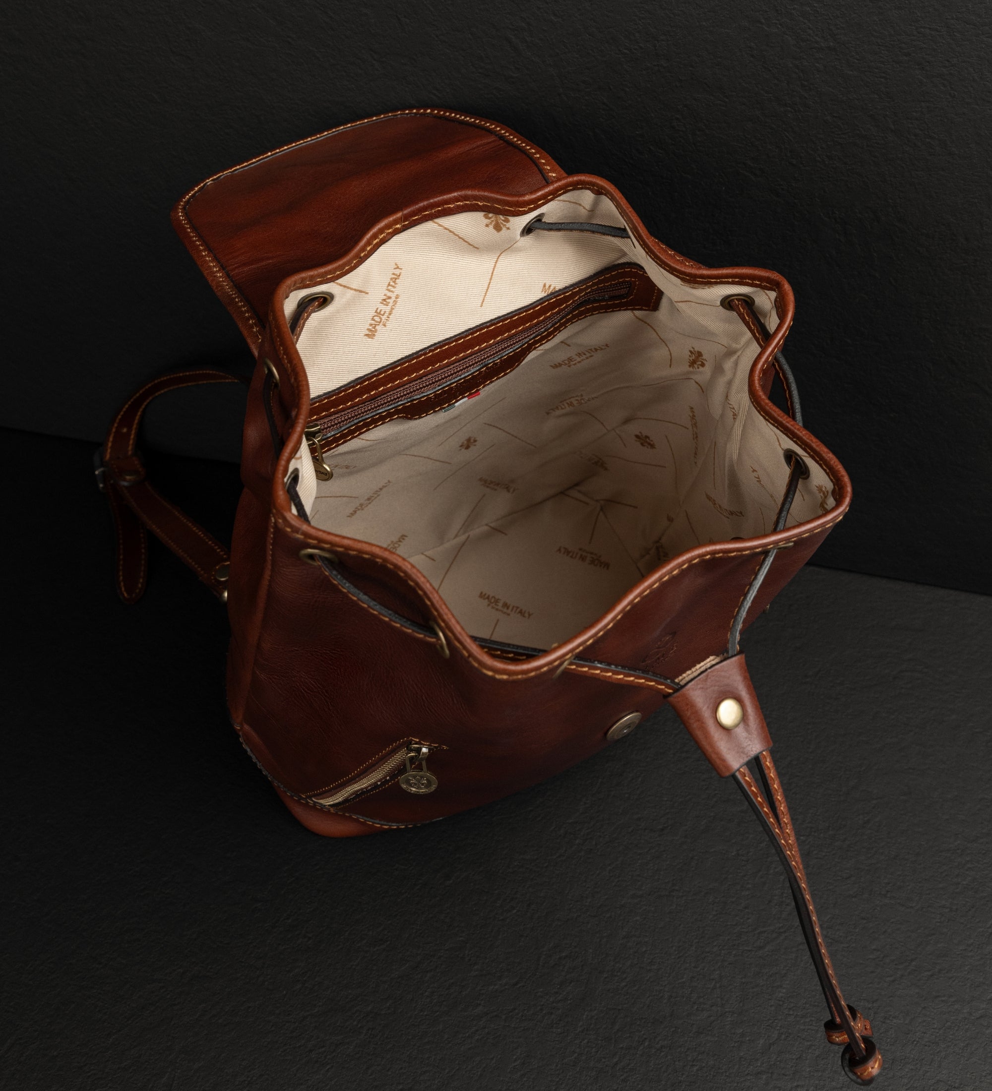 Leather Backpack for Women - White Noise