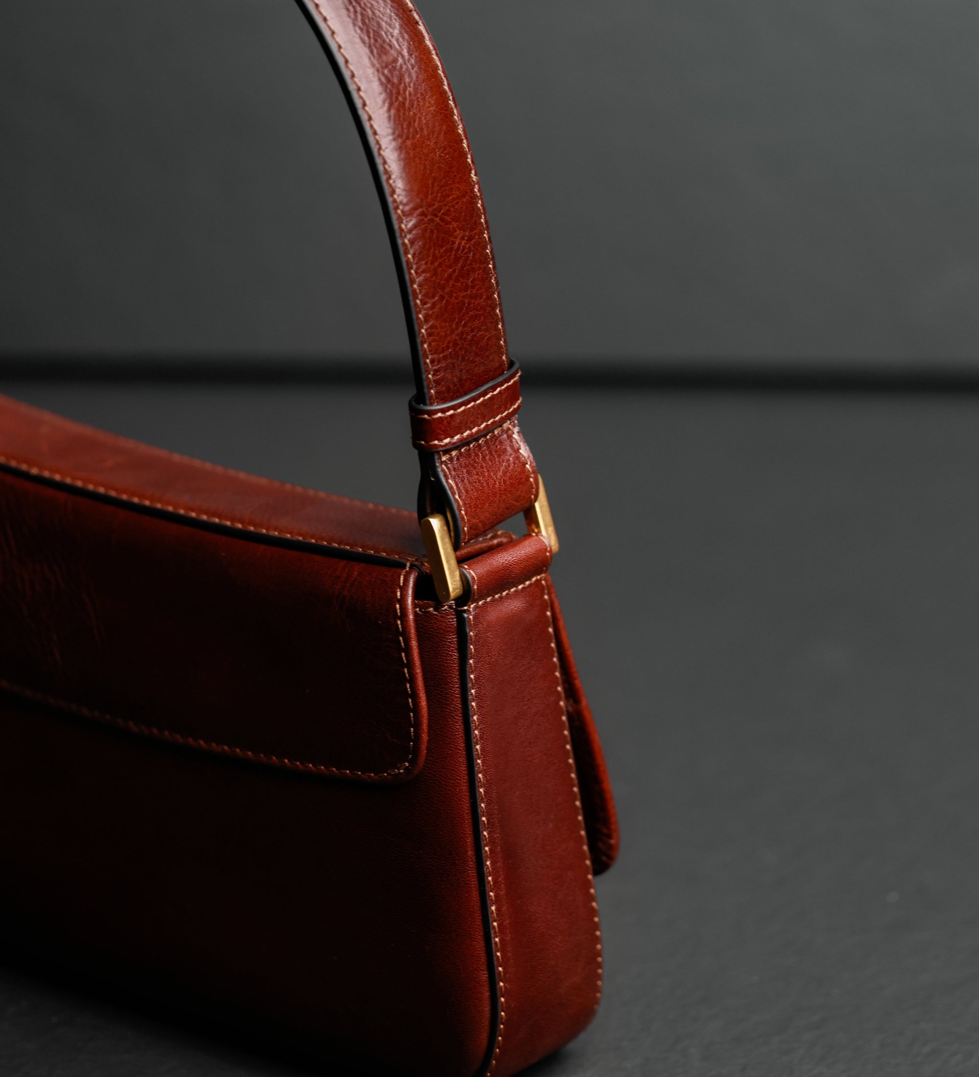 Leather Baguette Handbag for Women - Bright Lights, Big City