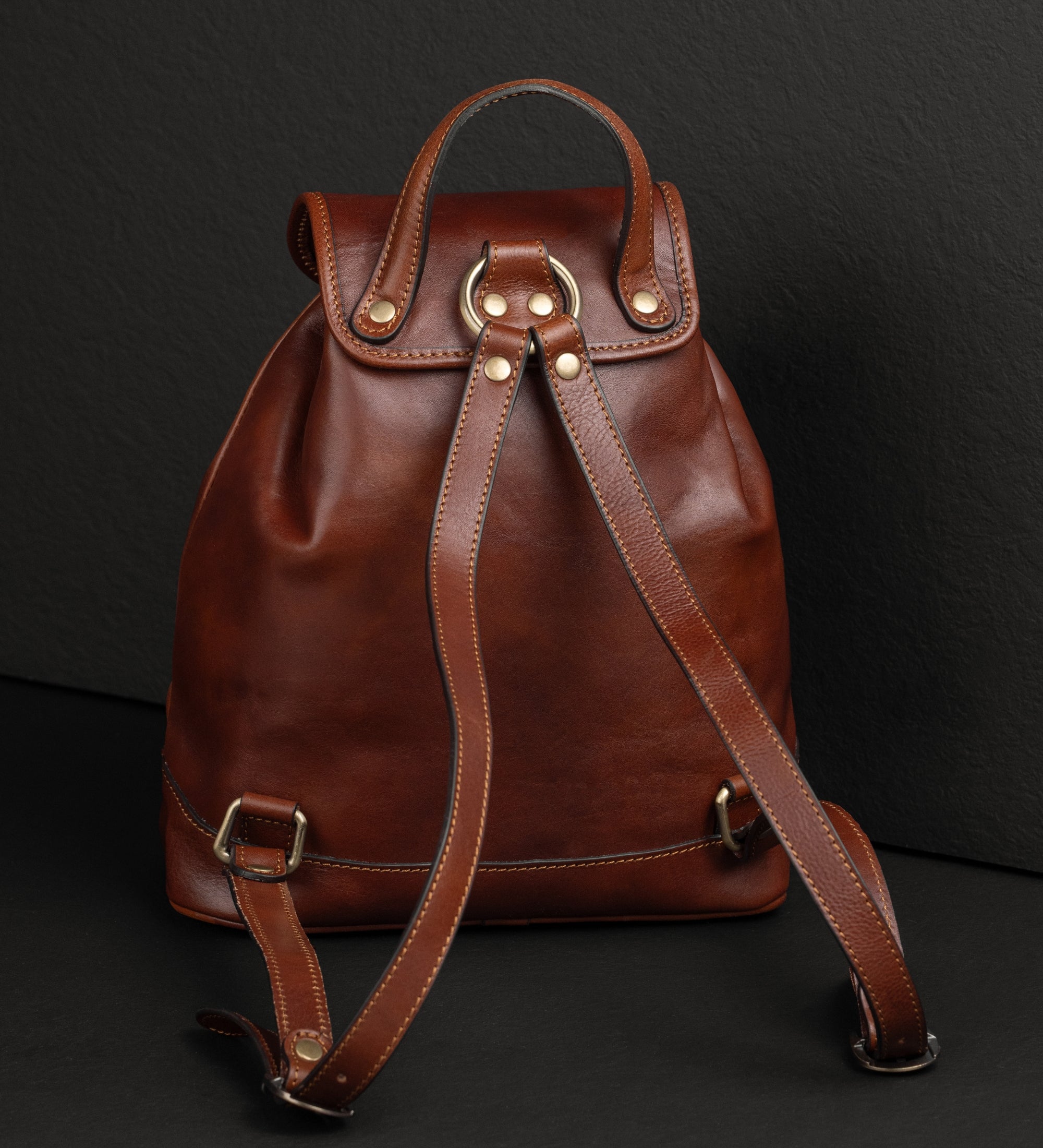 Leather Backpack for Women - White Noise