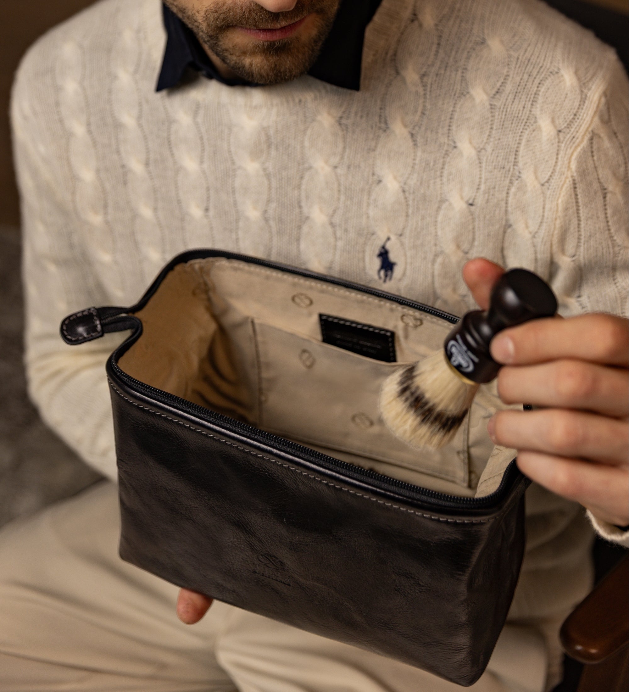 Leather Toiletry Bag - Four Past Midnight