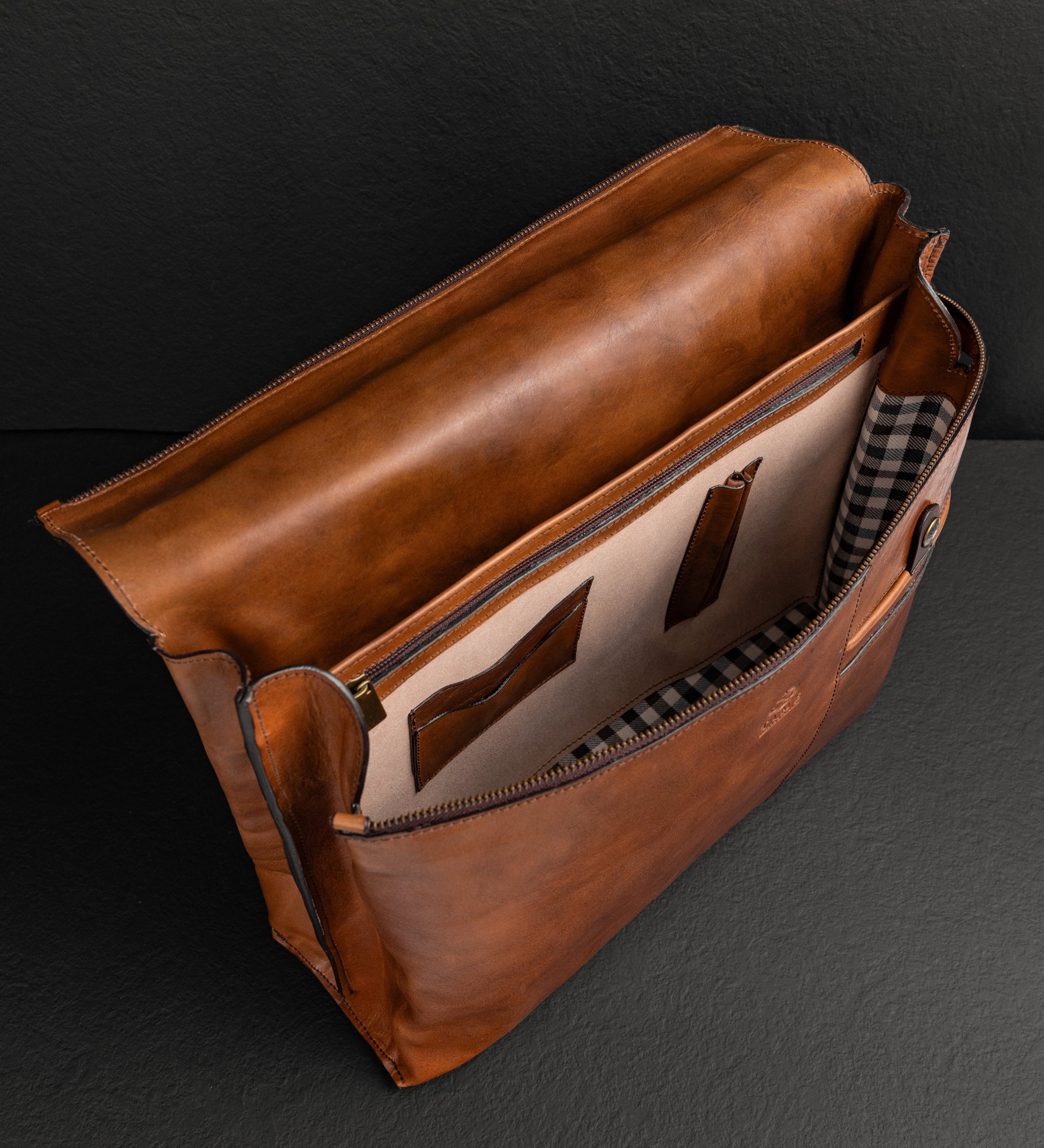 Brown Leather Briefcase Laptop Bag for Women - From Here to Eternity