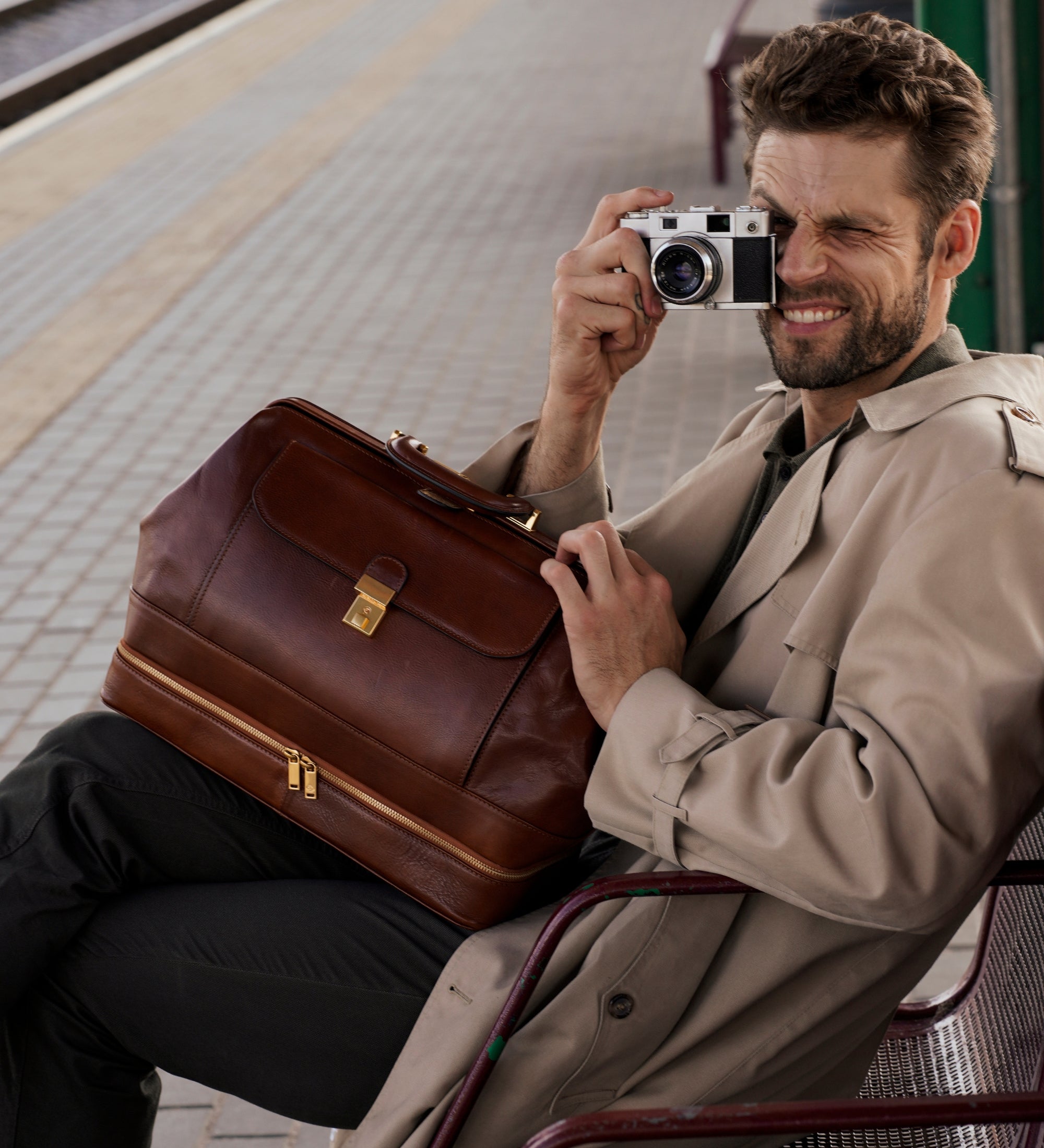 Large Italian Leather Doctor Bag - The Master and Margarita