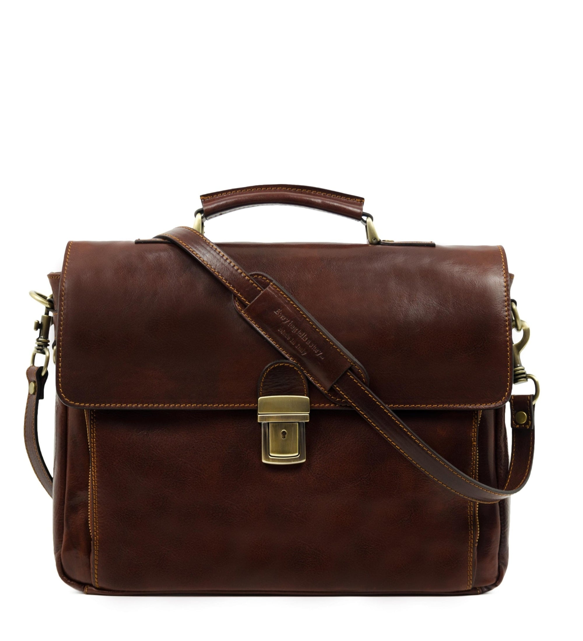 Leather Briefcase Laptop Bag - In Cold Blood