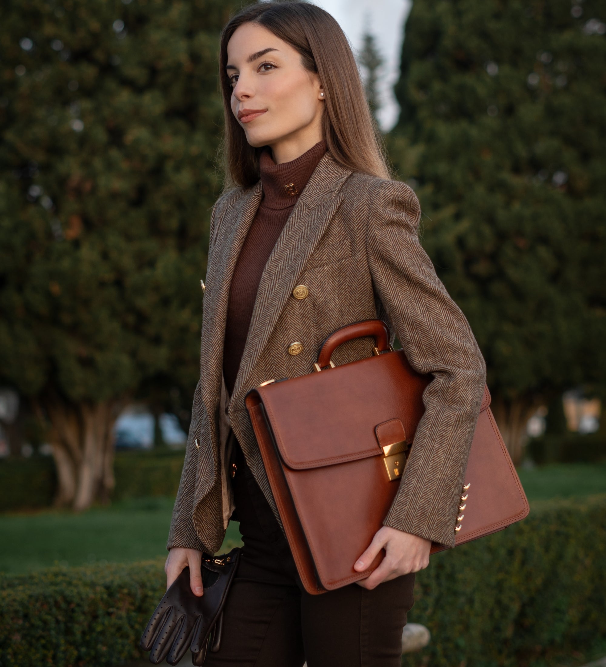 Womens Leather Briefcase - The Sound of the Mountain