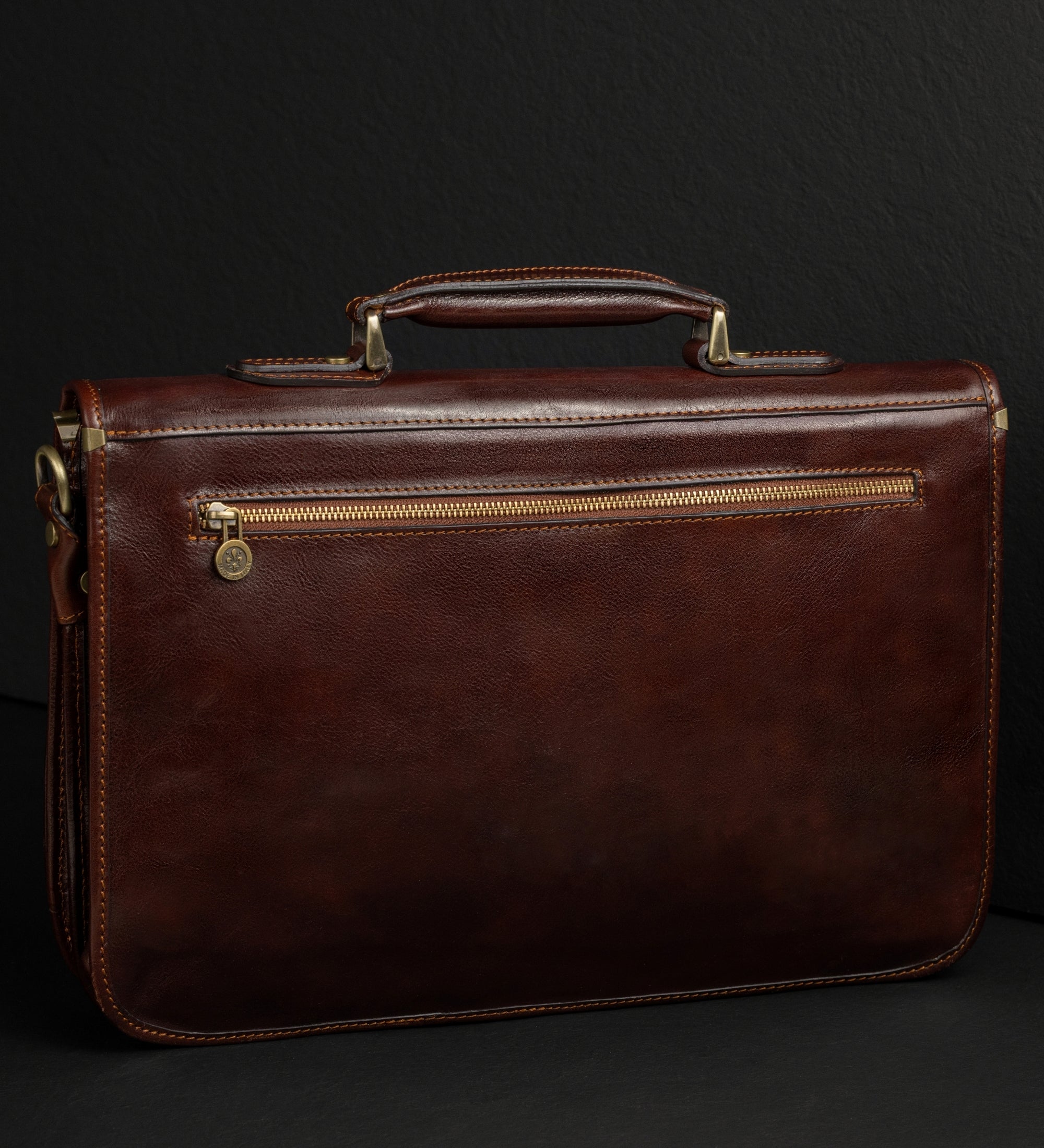 Leather Briefcase Laptop Bag - Illusions