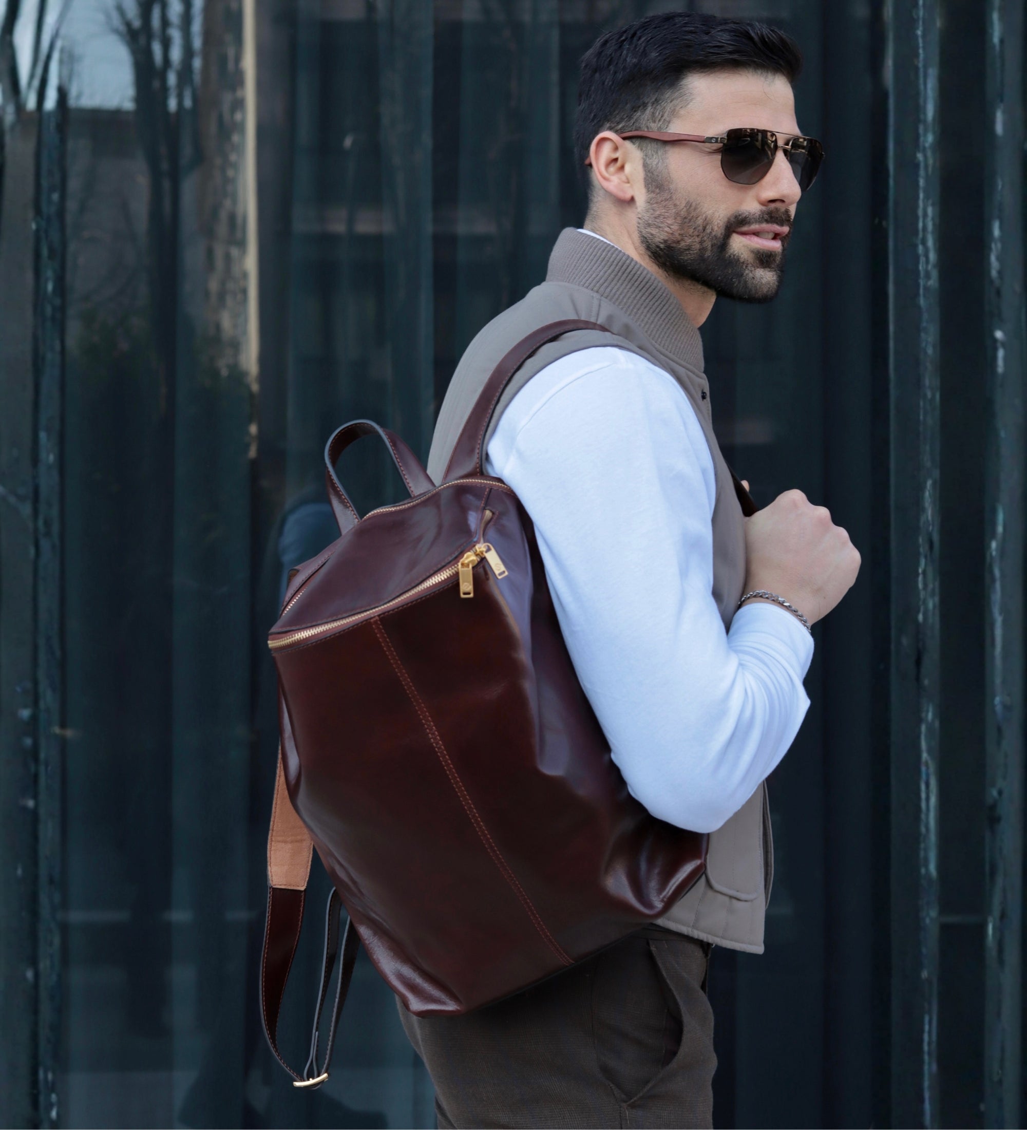 Leather Backpack - A Bend in the River