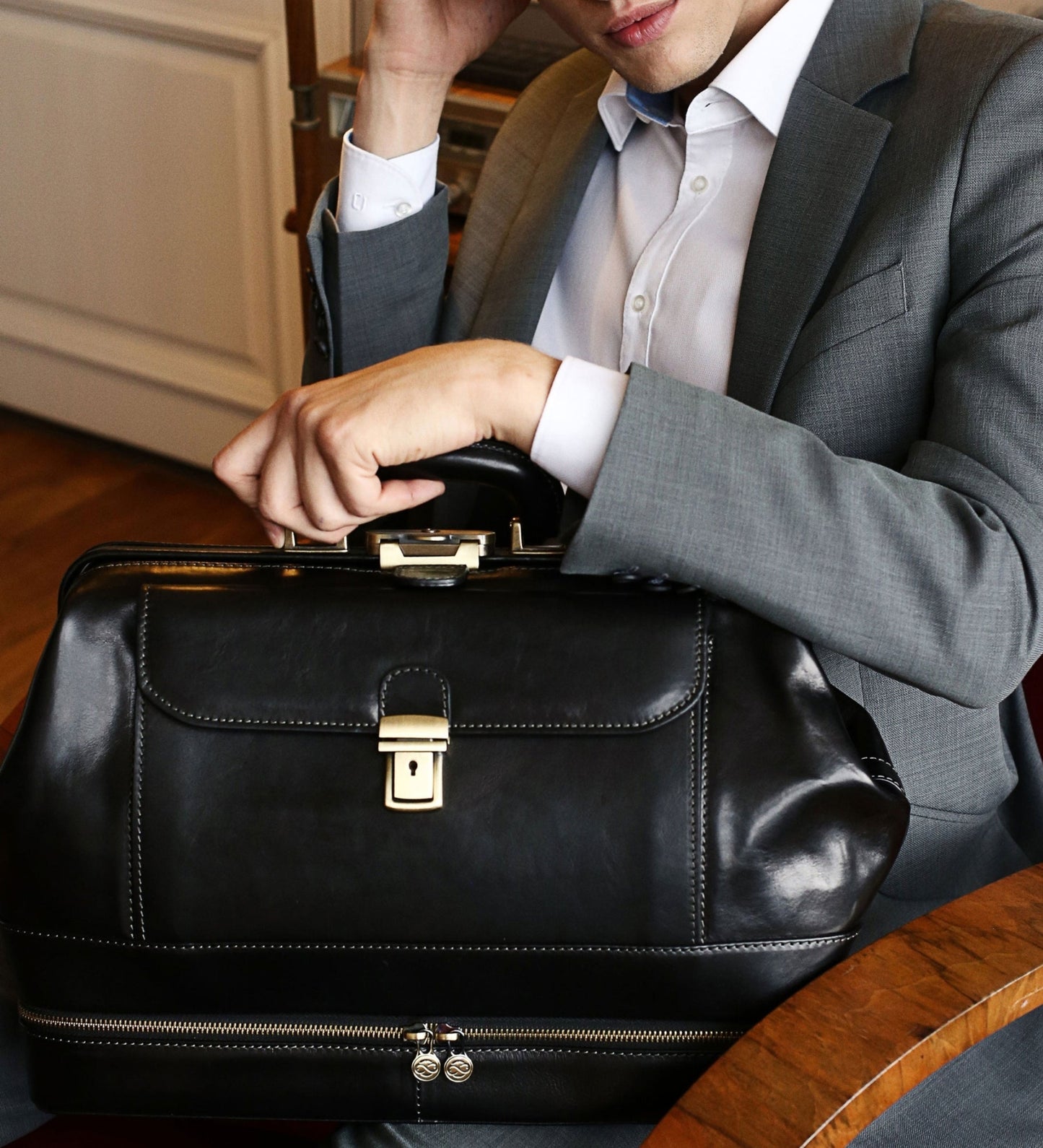 Large Italian Leather Doctor Bag - The Master and Margarita