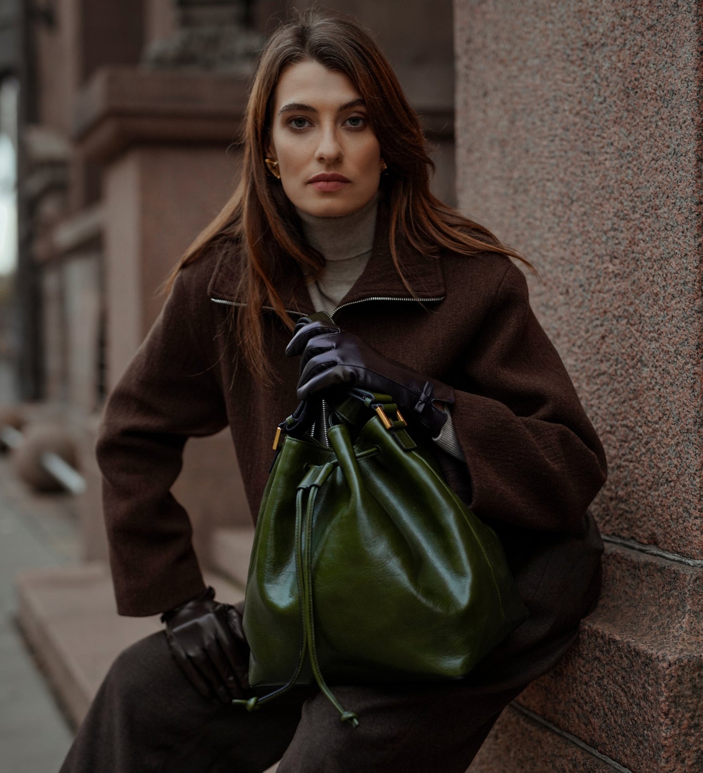 Leather Bucket Bag for Women - Sybil