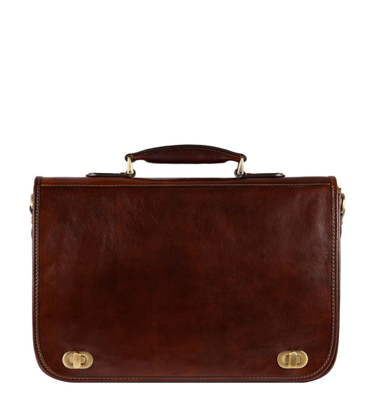 Leather Briefcase Laptop Bag - Illusions