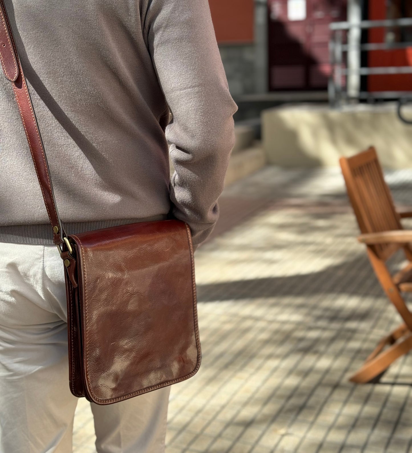 Small Leather Messenger Bag - On The Road