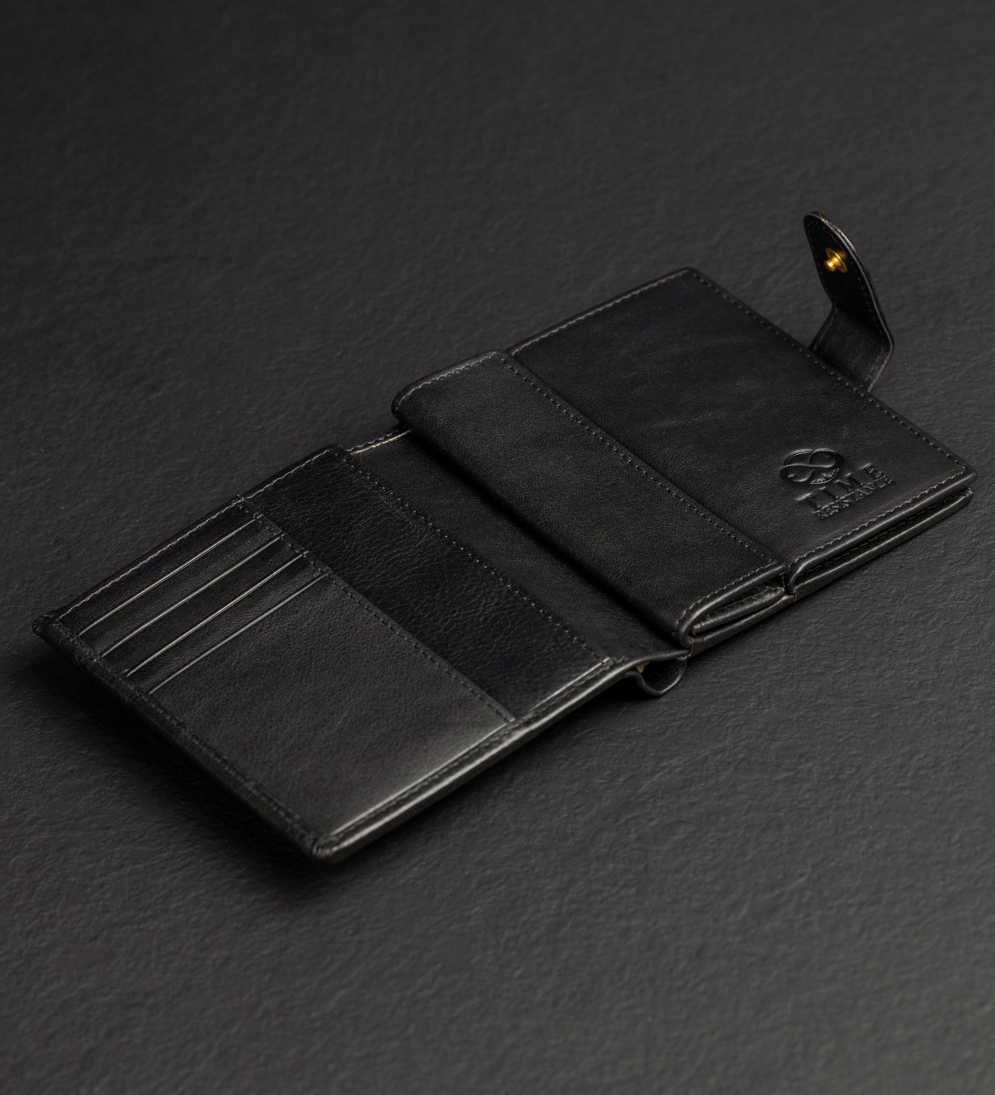 Leather Bifold Wallet with a Snap Closure - Ironweed