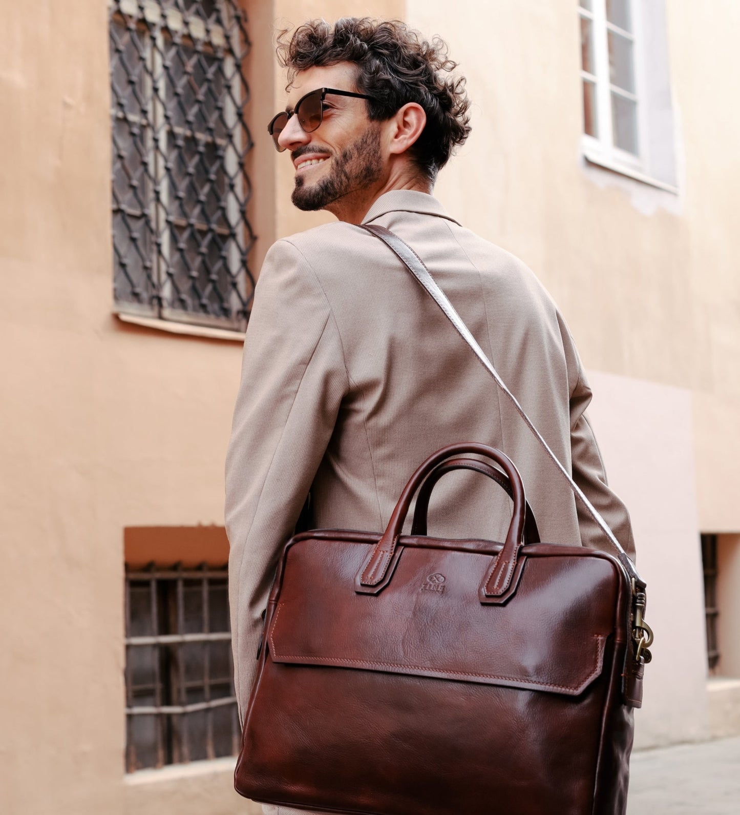 Large Leather Briefcase Laptop Bag - Nostromo