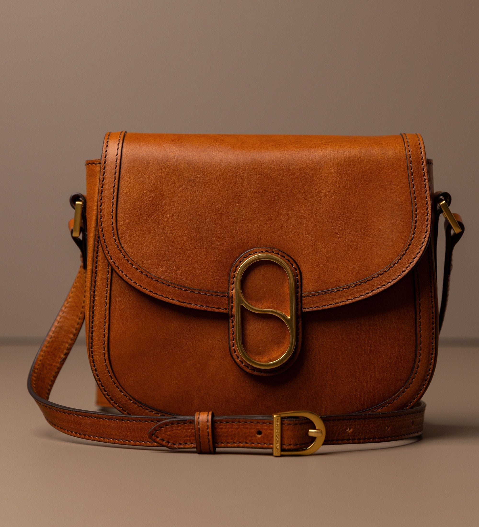 Womens Leather Saddle Bag - Villette
