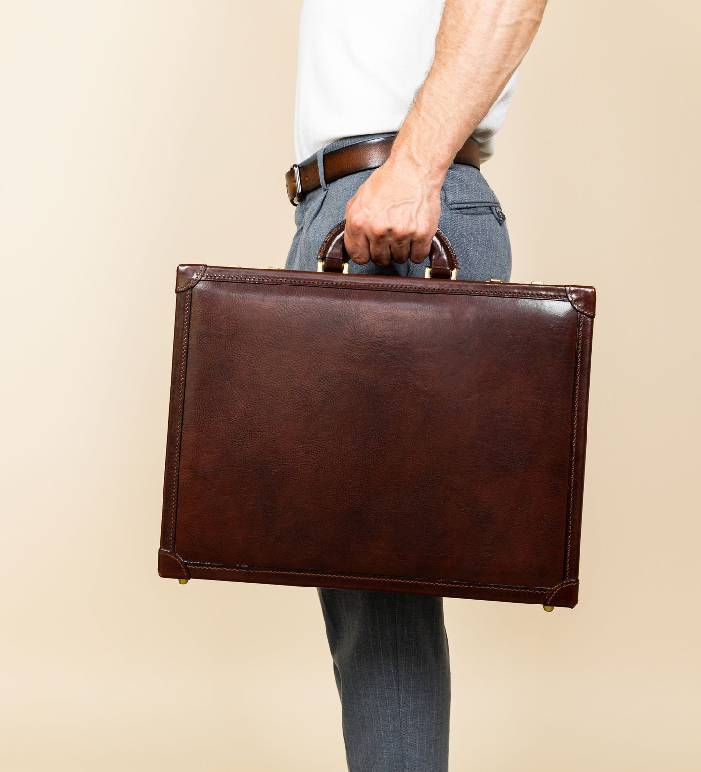 Small Leather Attaché Case Briefcase - The House of Mirth