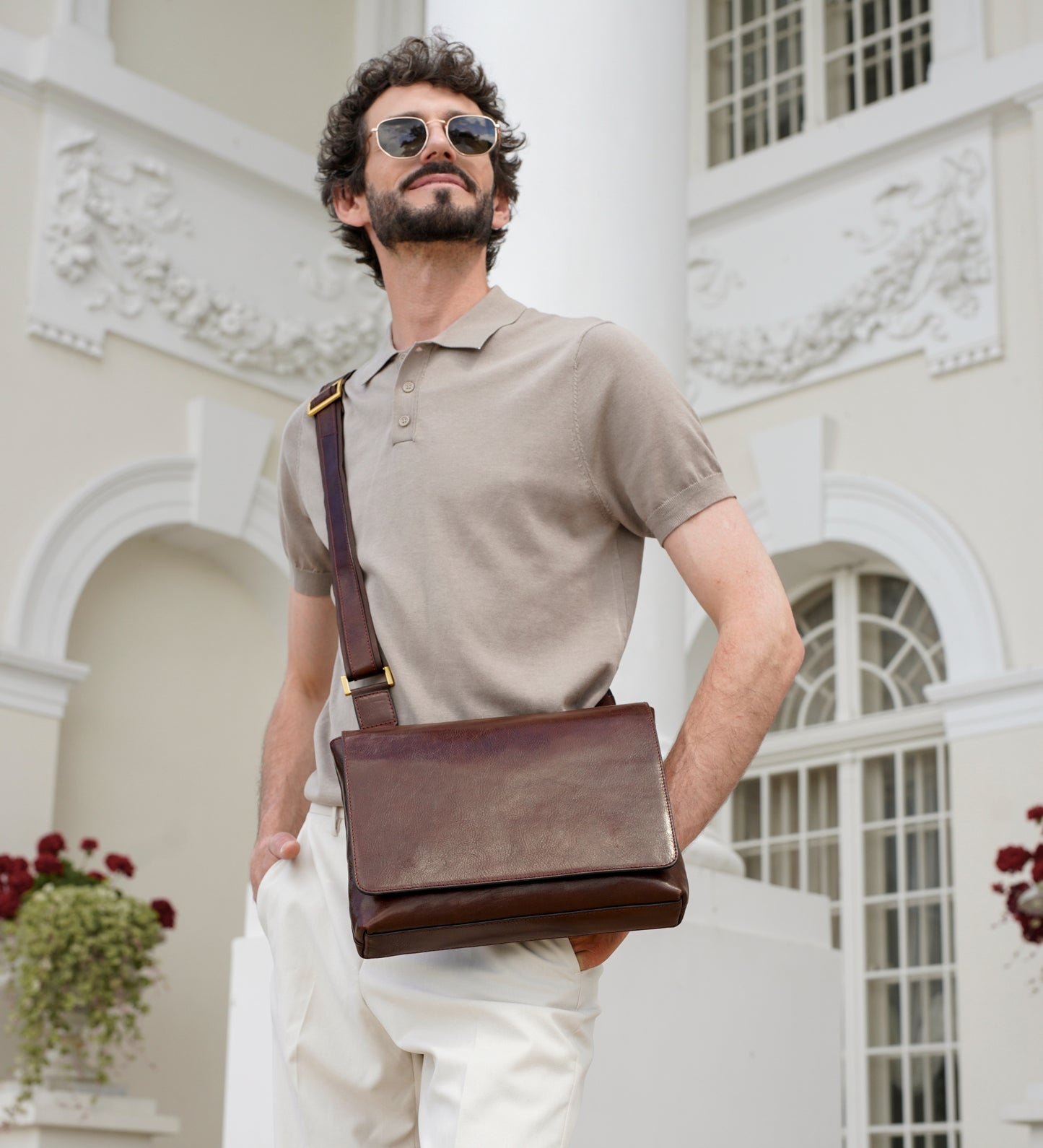 Leather Messenger Bag - A Room with a View