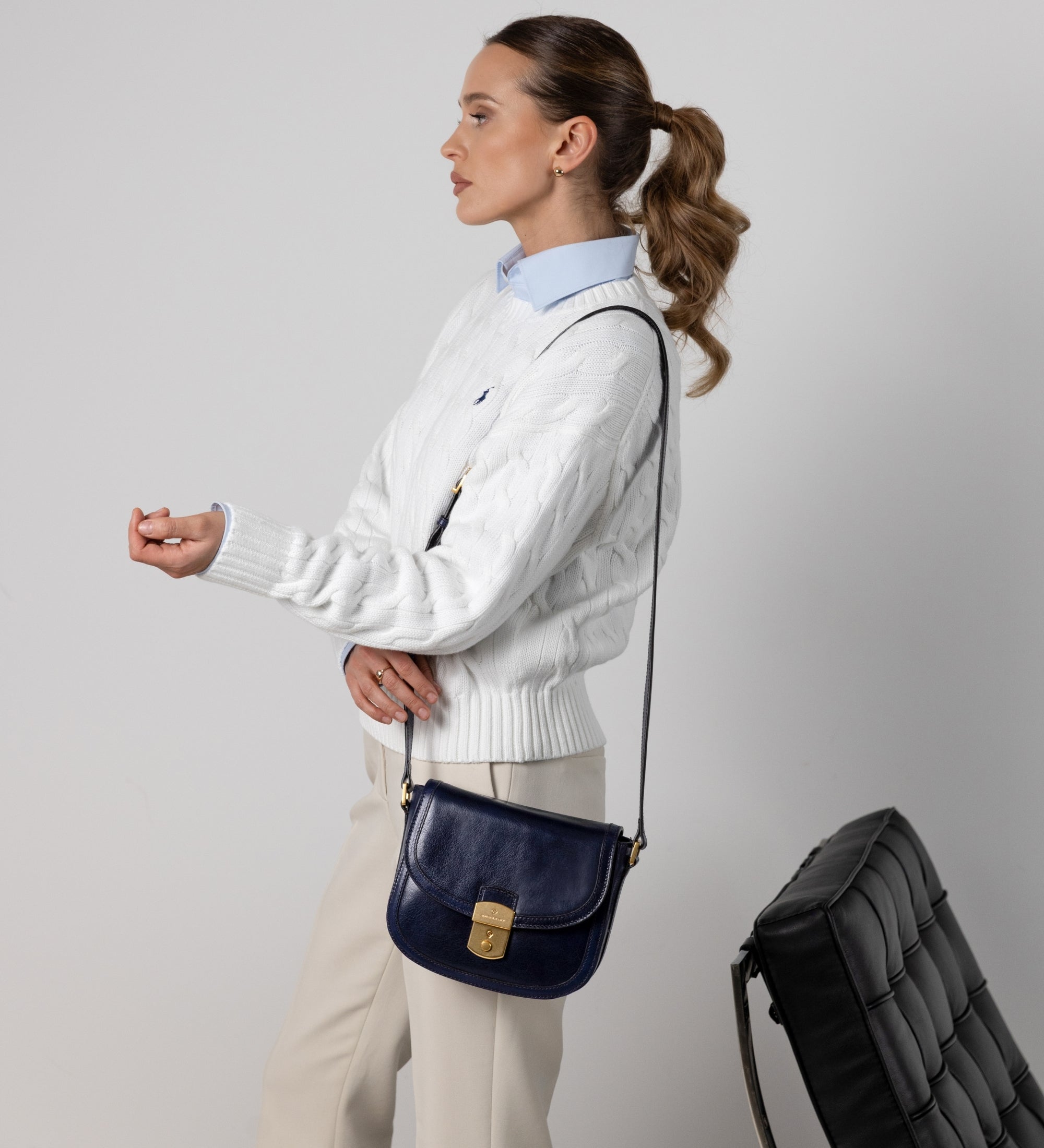 Womens Leather Saddle Bag - Secrets