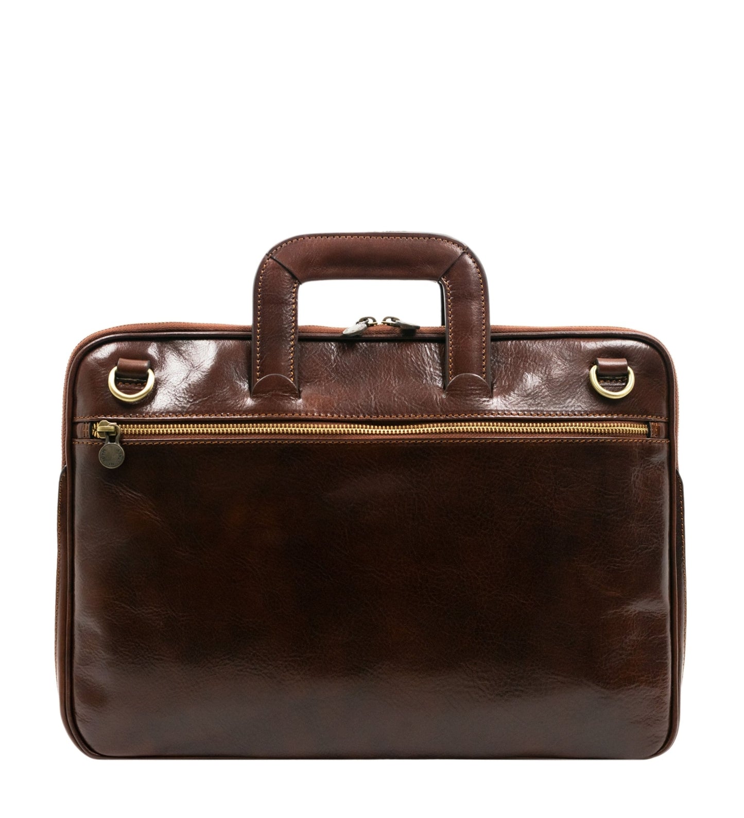 Leather Briefcase Laptop Bag - Brave New World