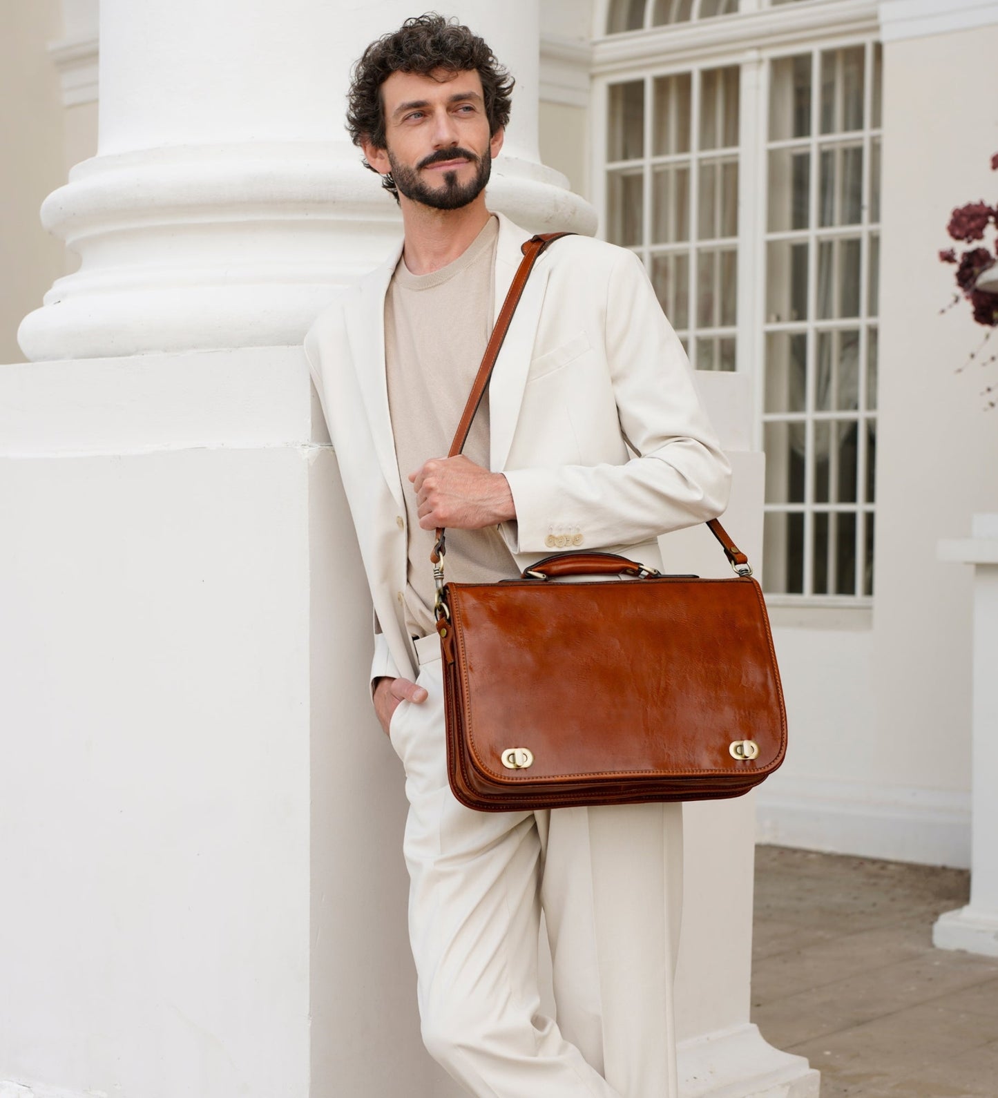 Leather Briefcase Laptop Bag - Illusions