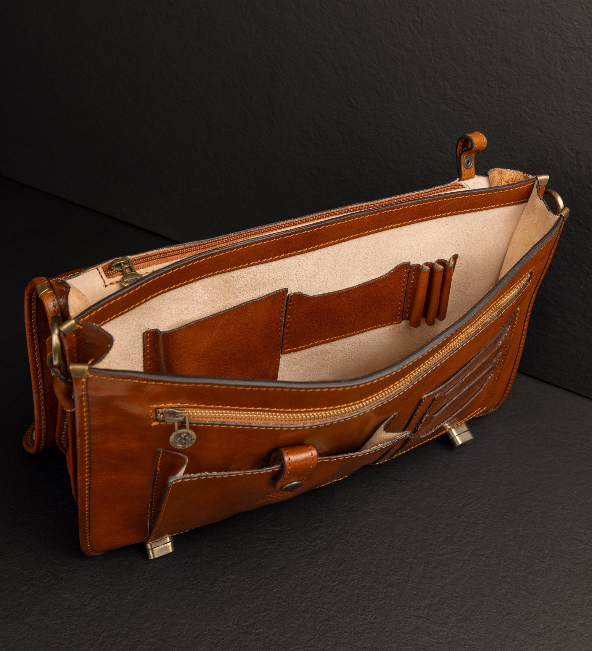 Leather Briefcase Laptop Bag - Illusions