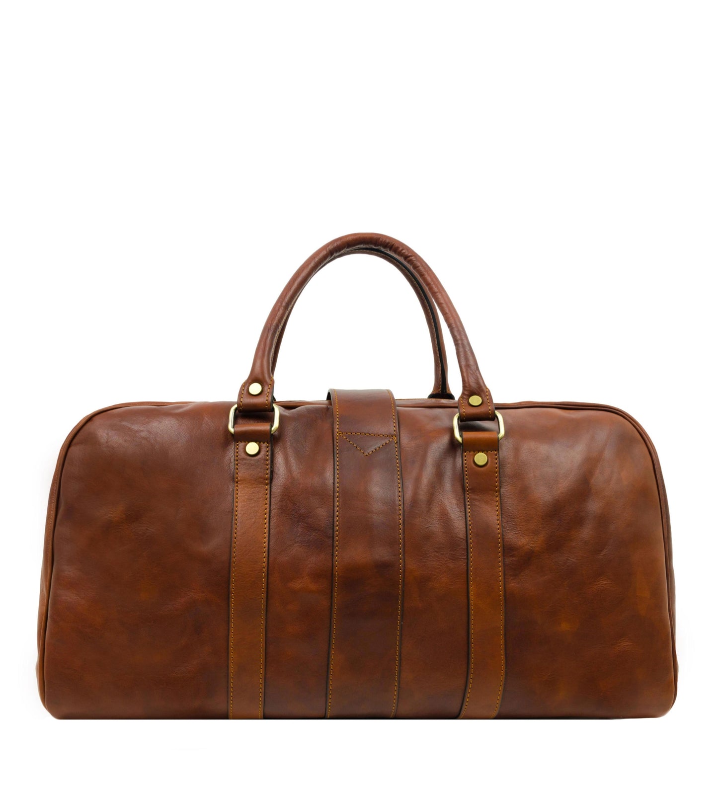 Cognac Brown Matte Leather Duffel Bag - Tender Is the Night