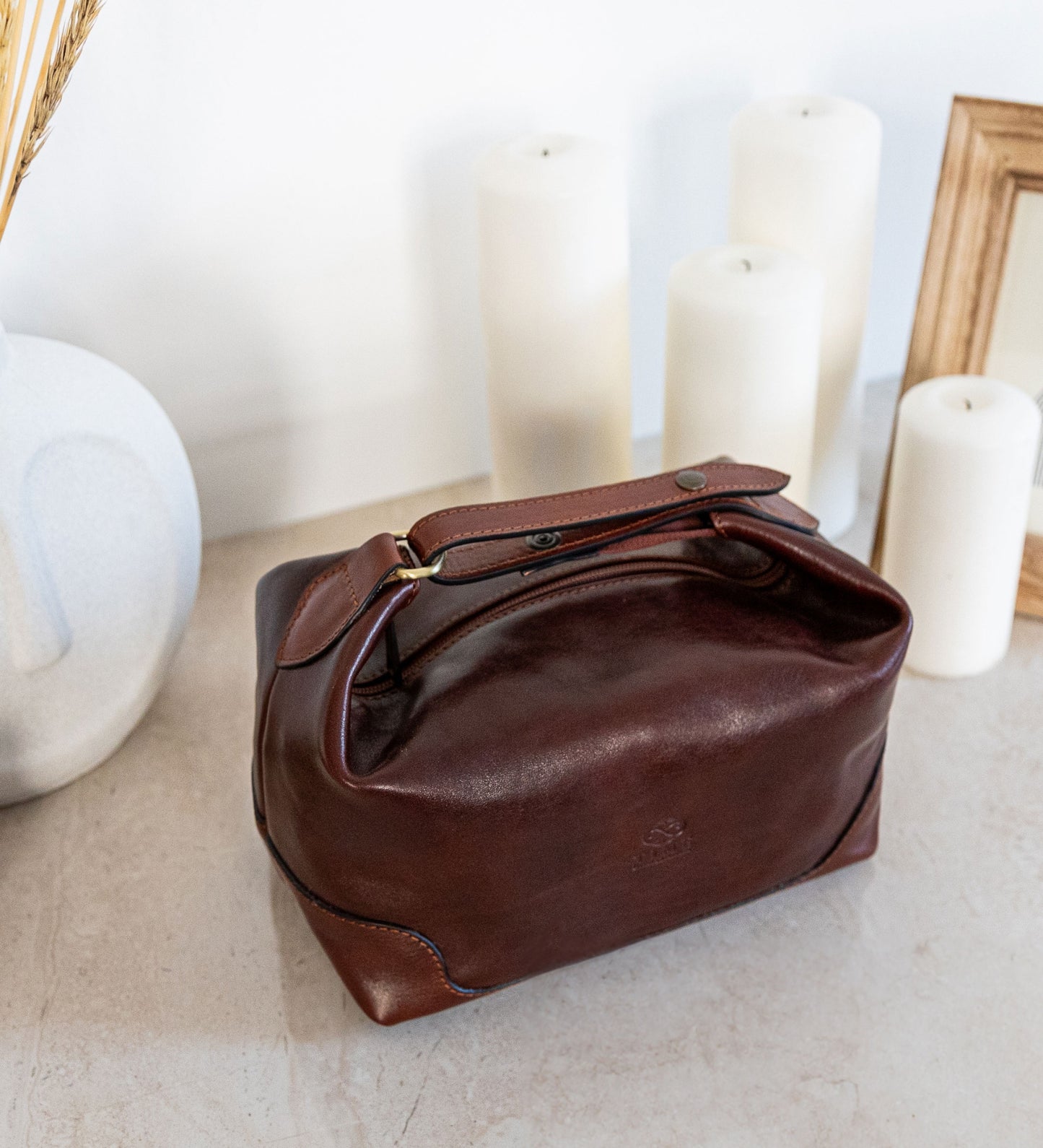 Leather Toiletry Bag - Autumn Leaves