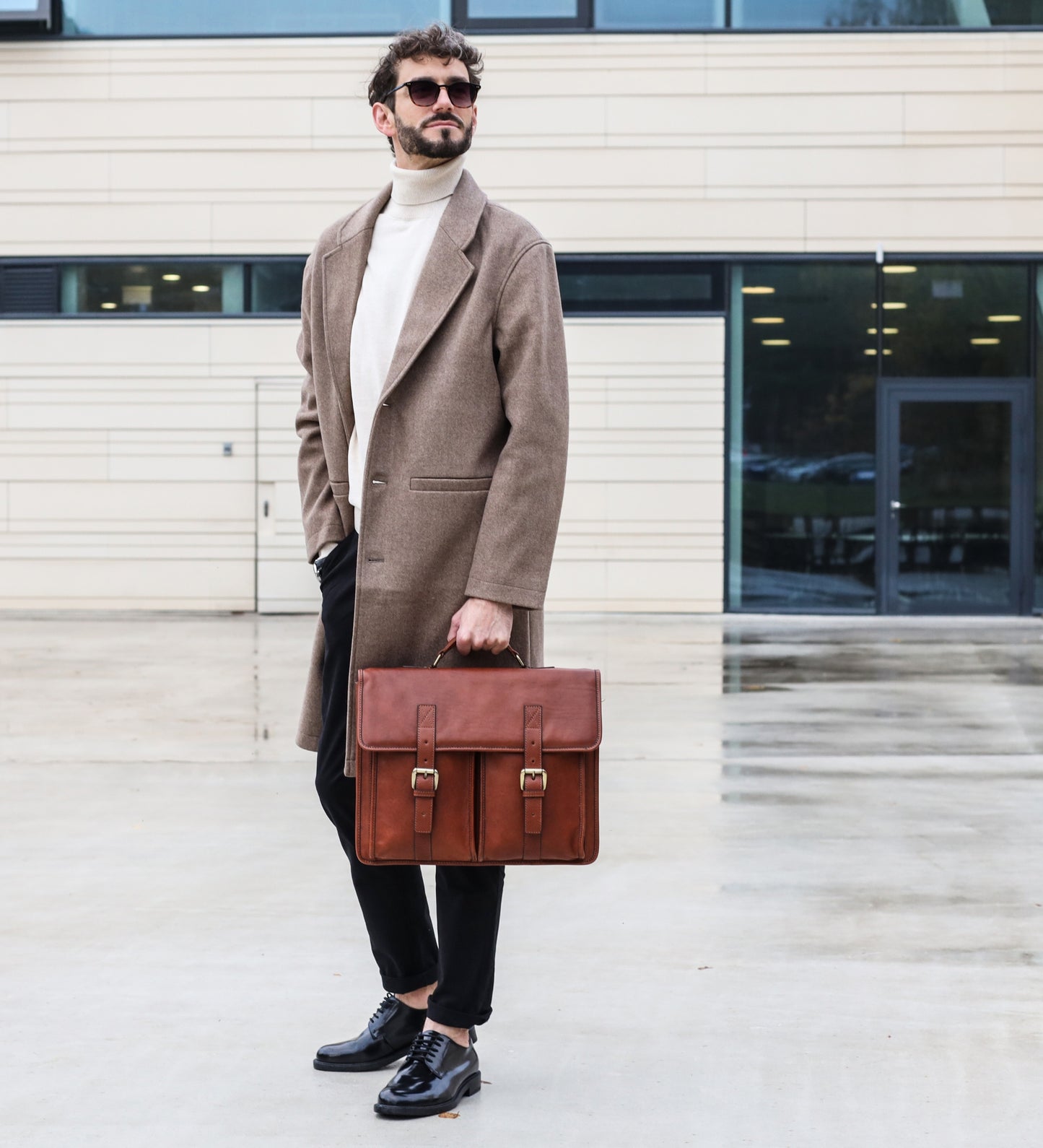 Leather Briefcase Satchel Bag - The Time Machine