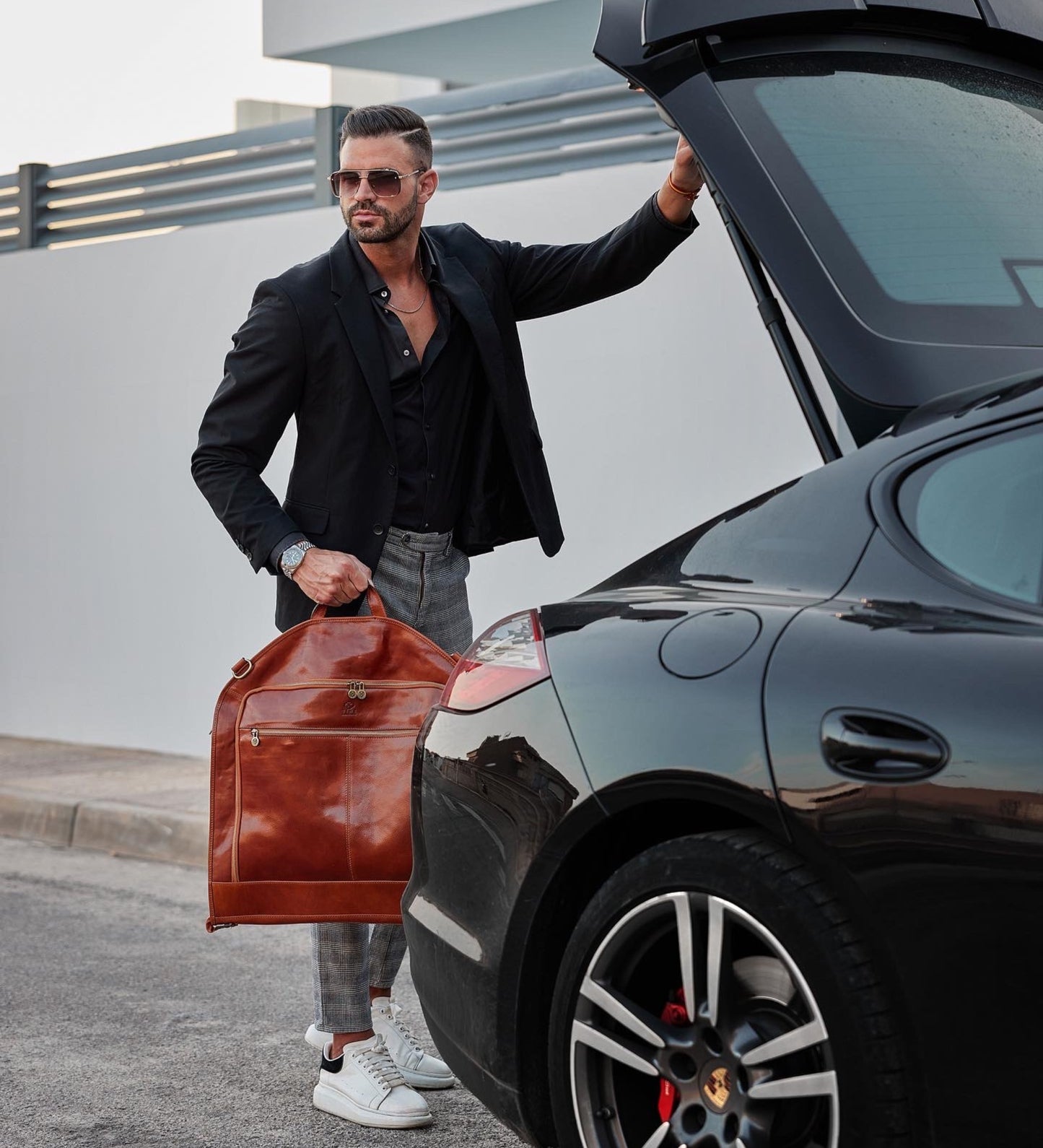 Leather Garment Bag - Travels with Charley