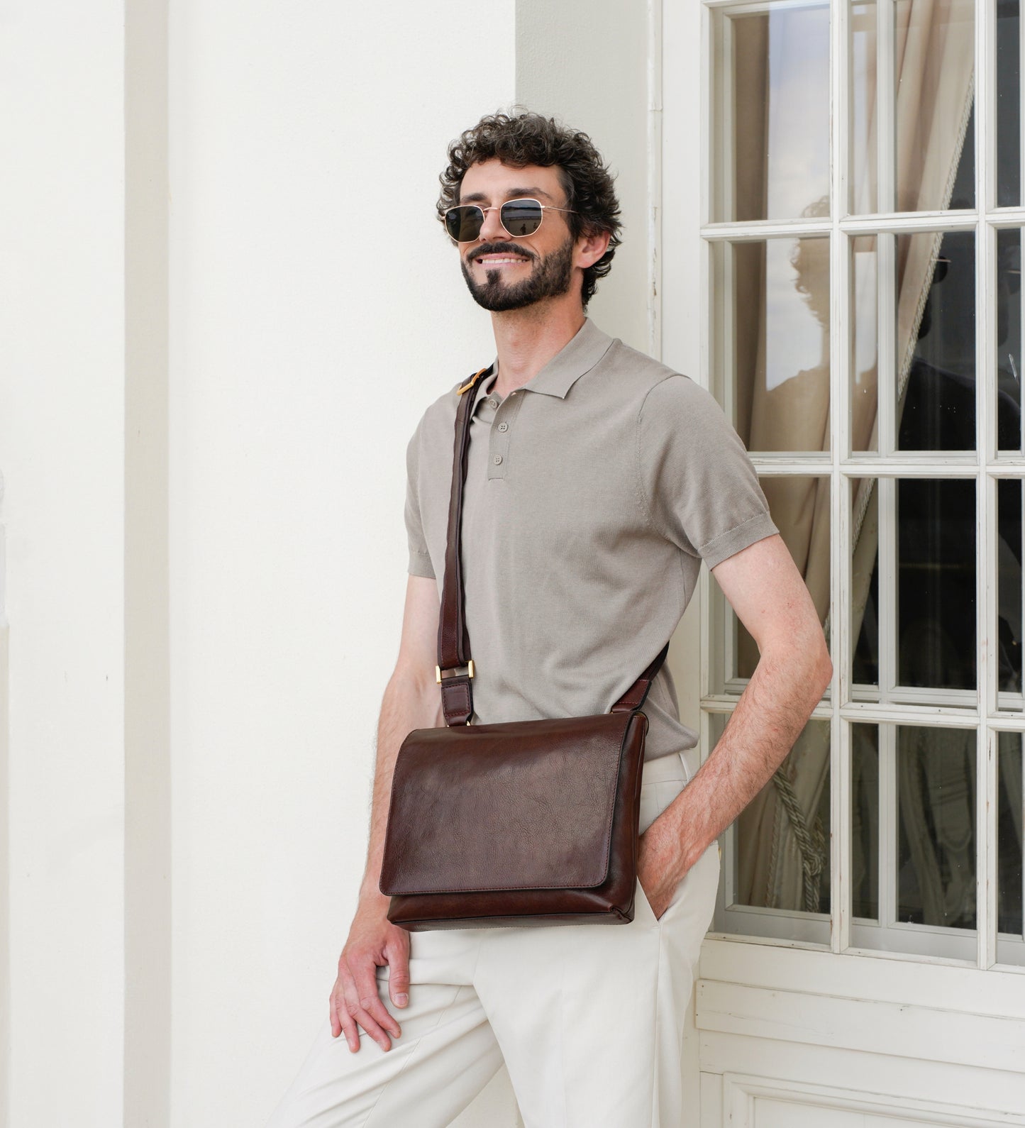 Leather Messenger Bag - A Room with a View