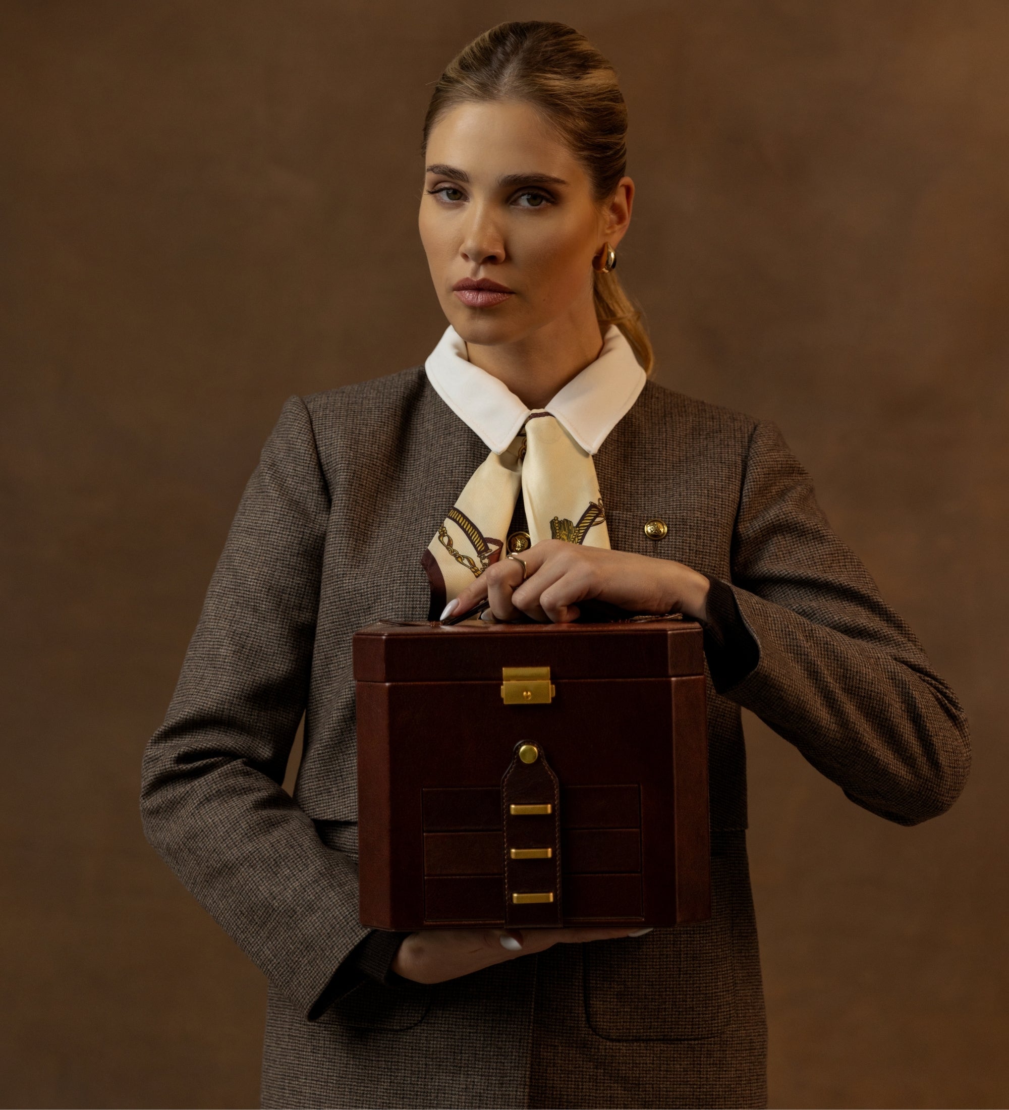 Large Leather Jewelry Box for Women - A Handful of Dust