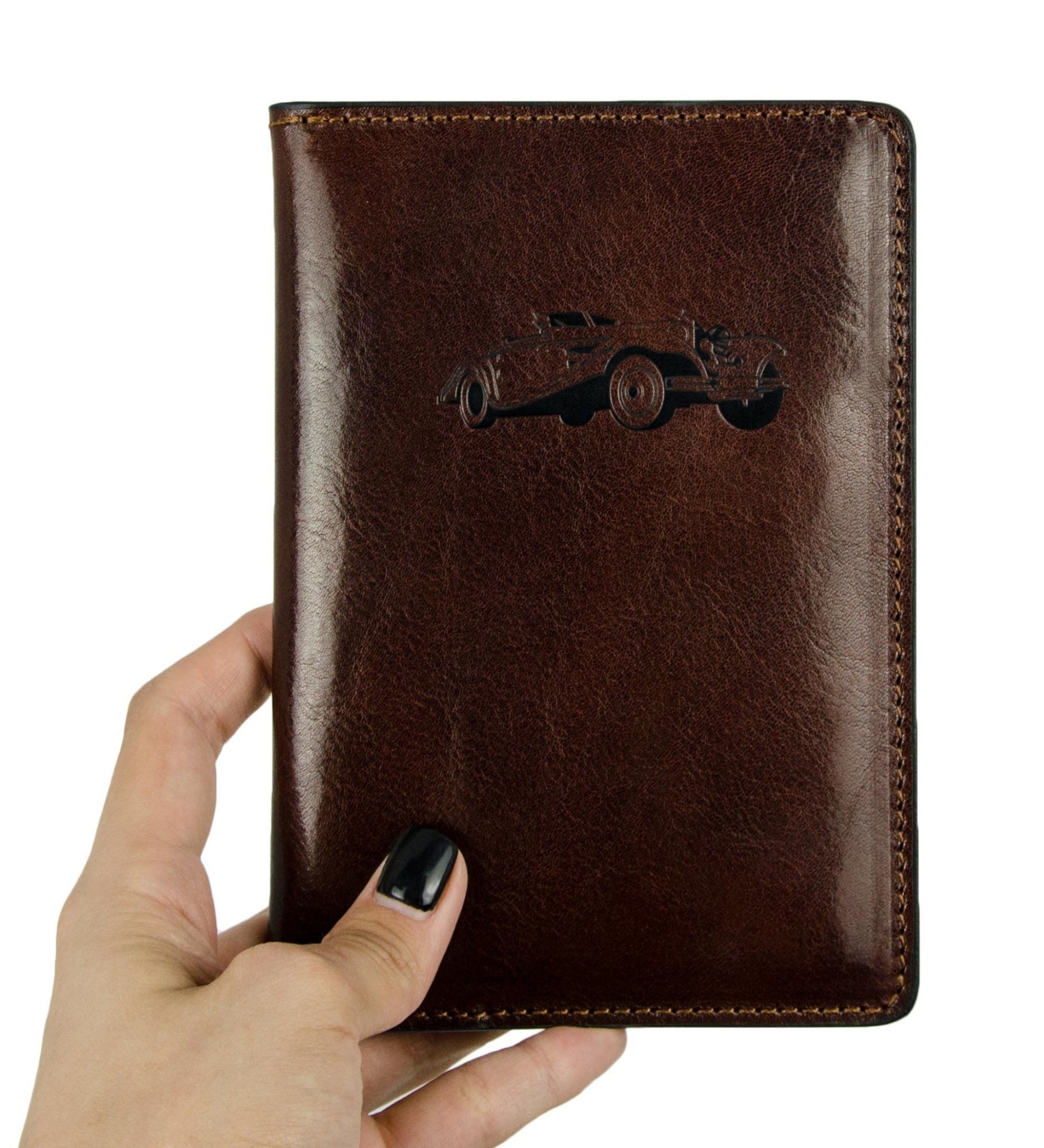 Brown Leather Car Documents Holder for Women - Self-Reliance