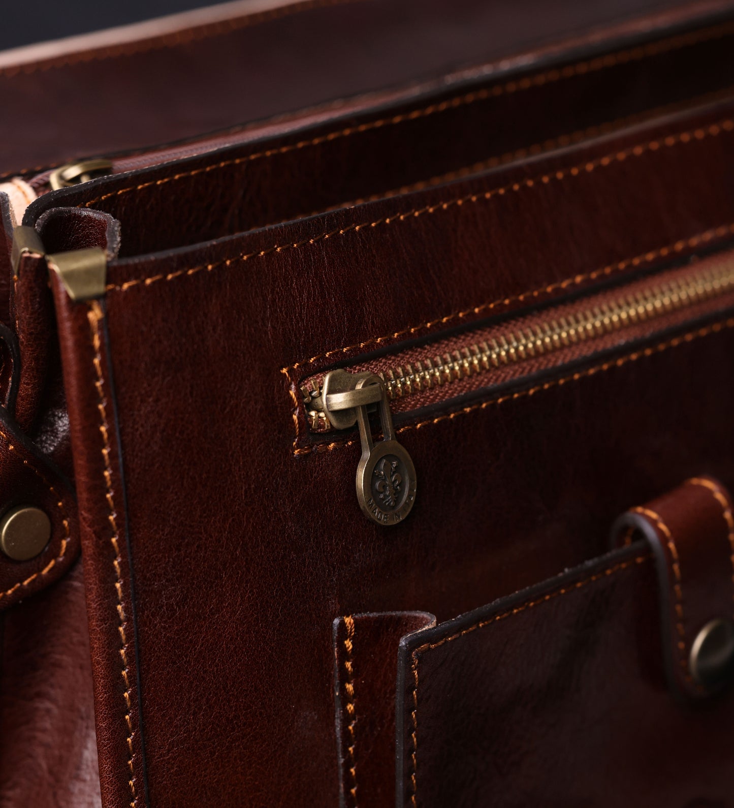 Leather Briefcase Laptop Bag - Illusions