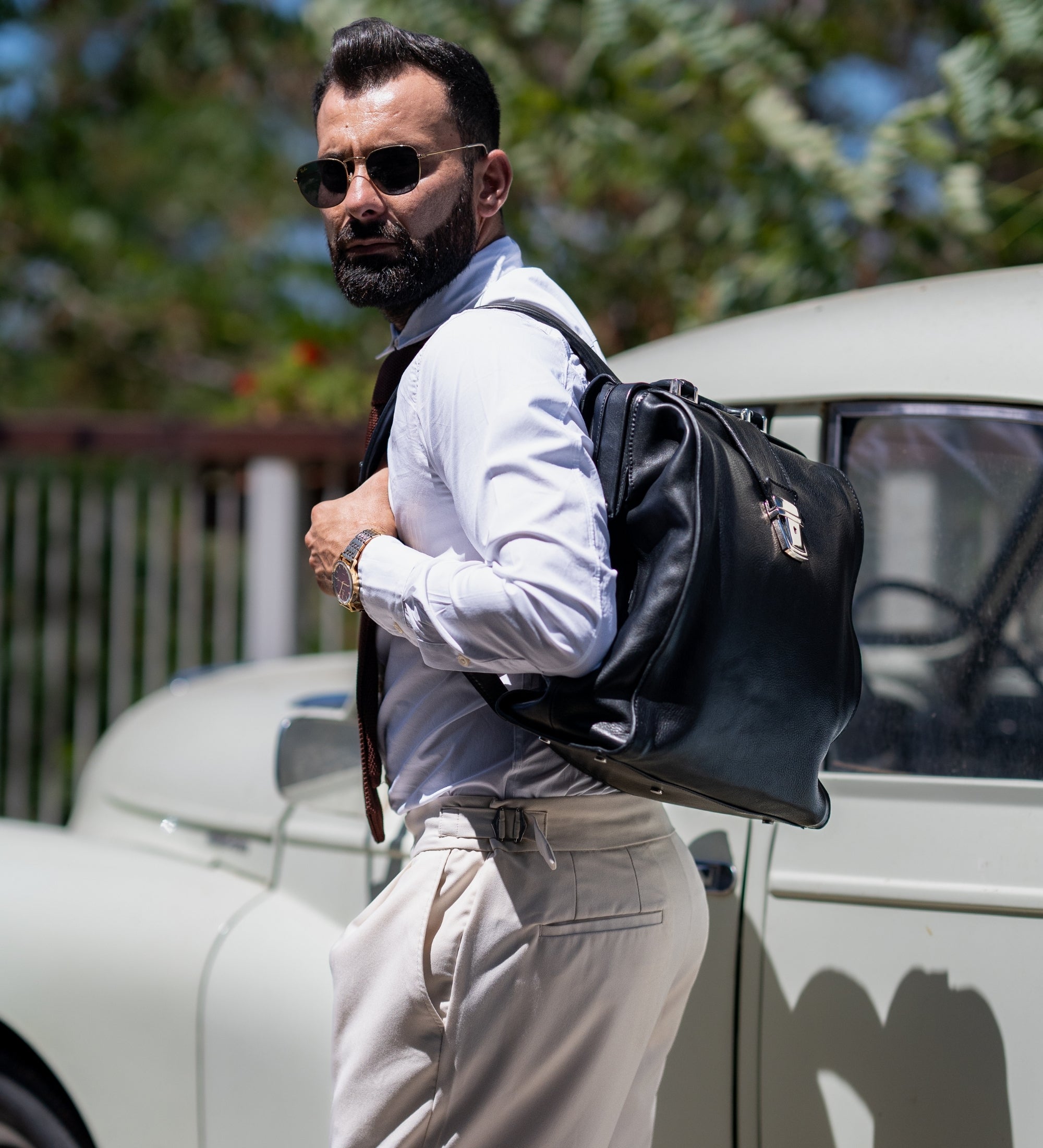 Leather Backpack - A Brief Story of Time