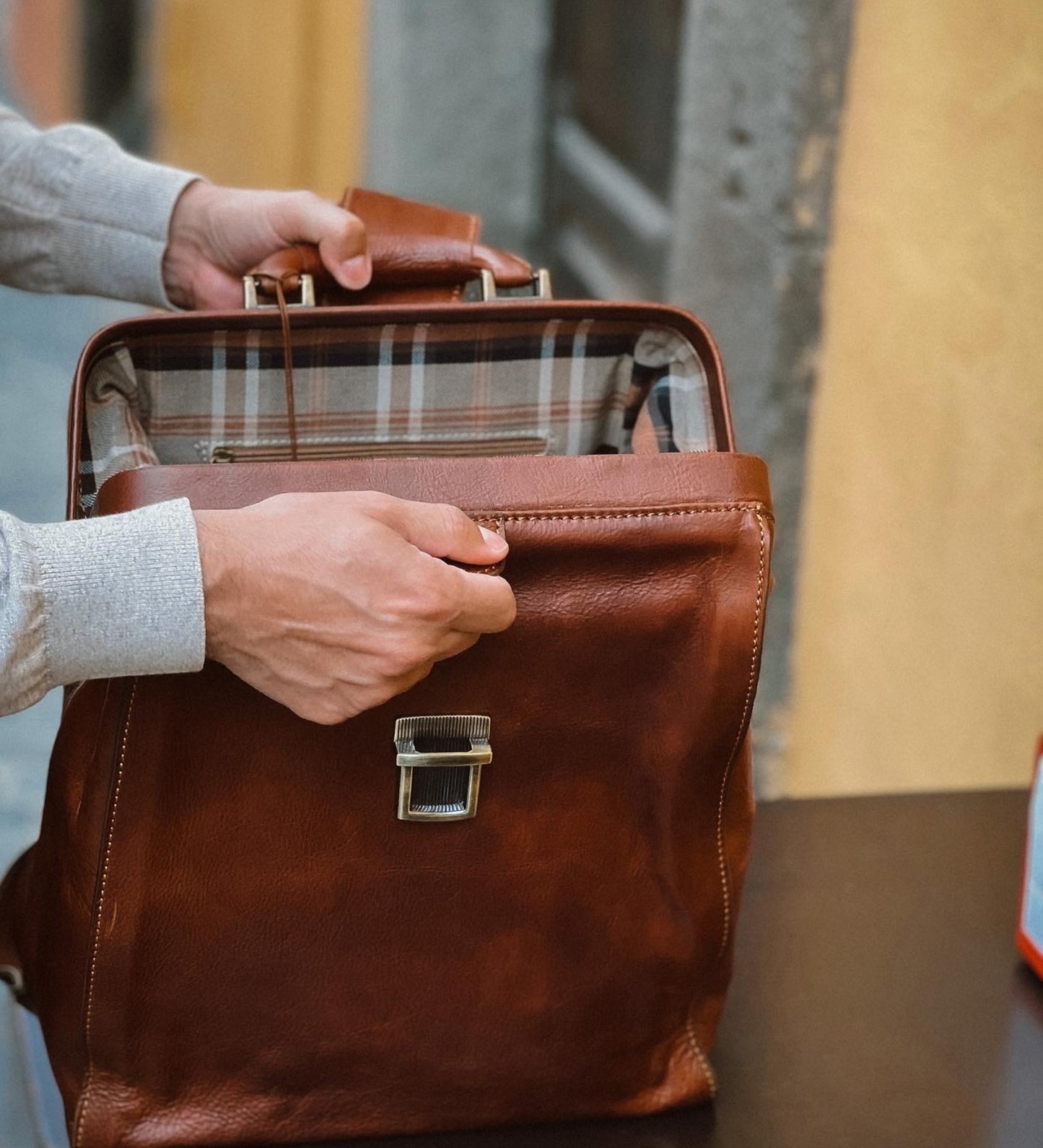 Leather Backpack - A Brief Story of Time