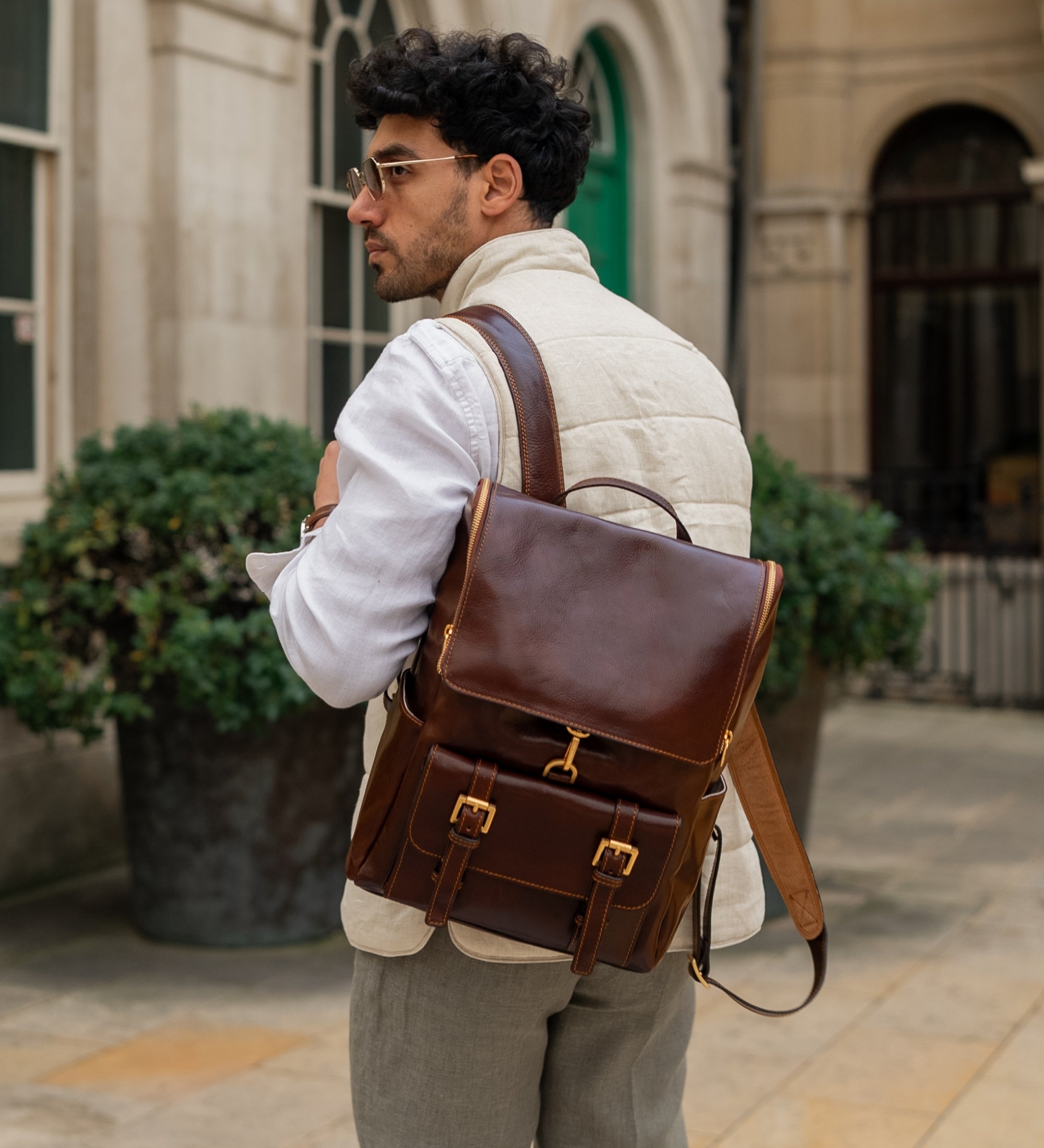 diresta leather backpack Large Leather Backpack