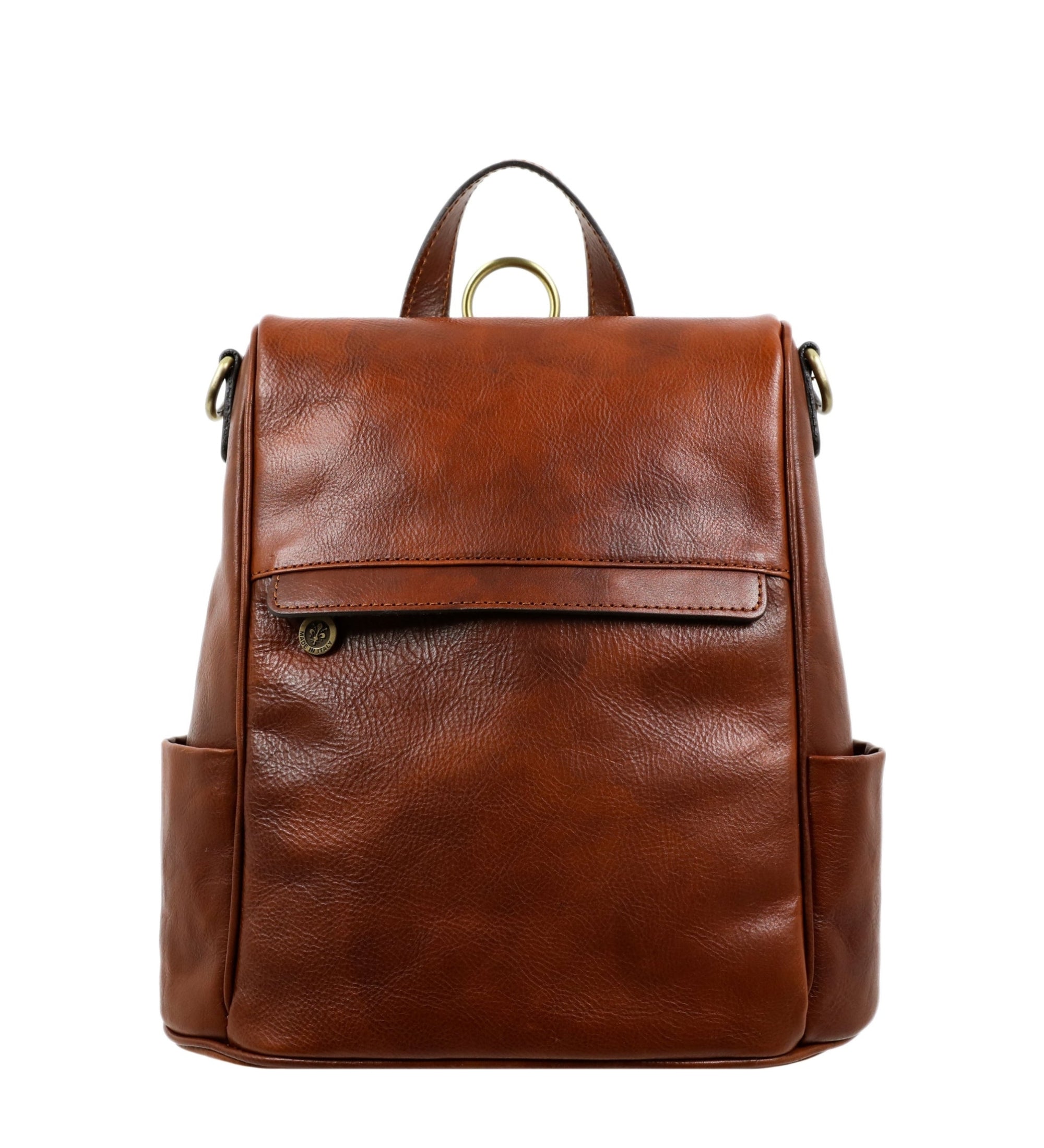 Womens Cognac Brown Leather Convertible Backpack Shoulder Bag The Waves